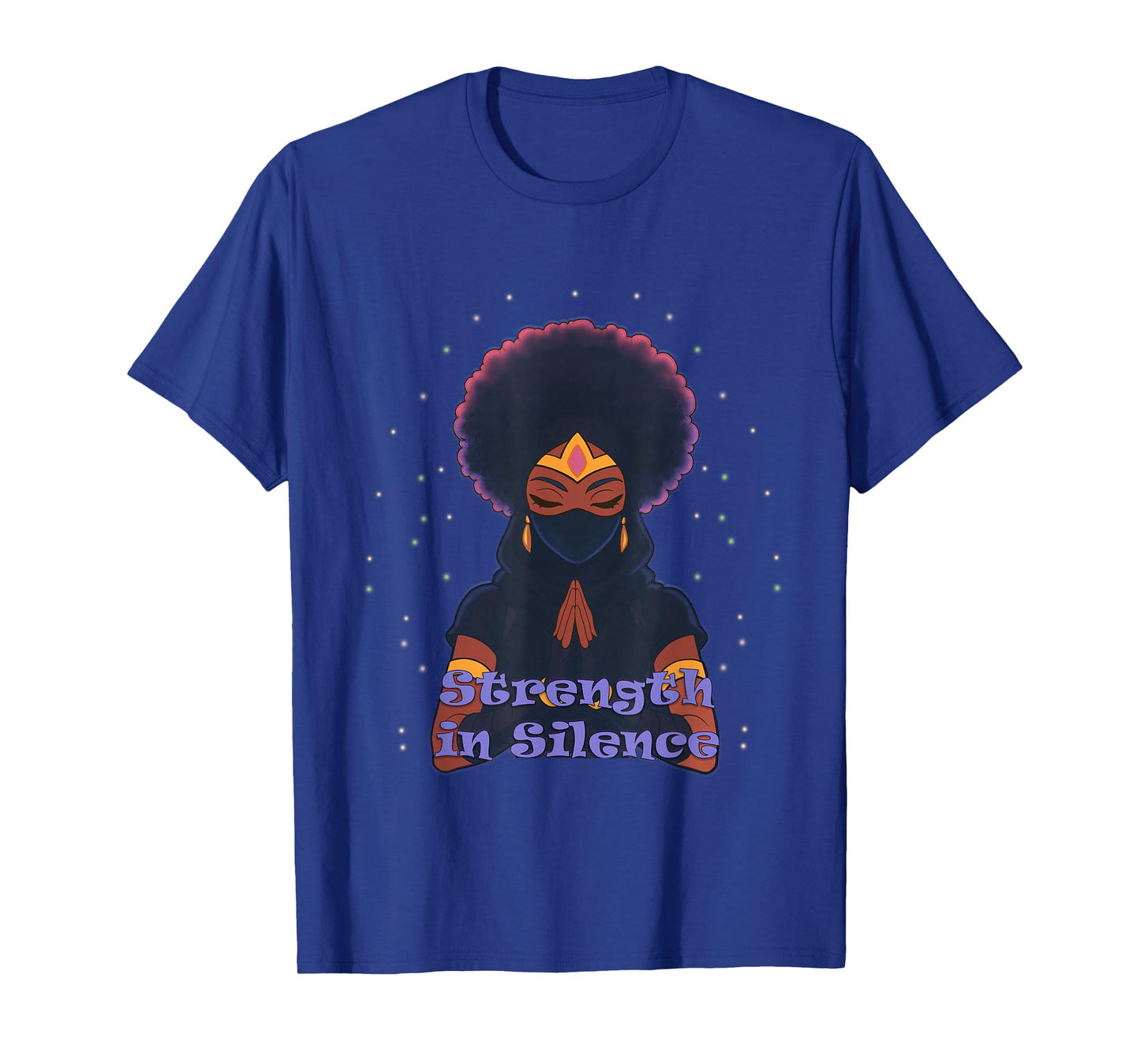 Strength in Silence | Afro Warrior Princess Praying Hands T-Shirt