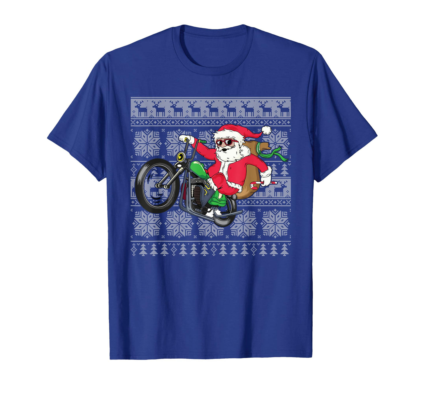 Santa on Motorcycle Ugly Christmas Sweater Xmas Gifts Men T-Shirt