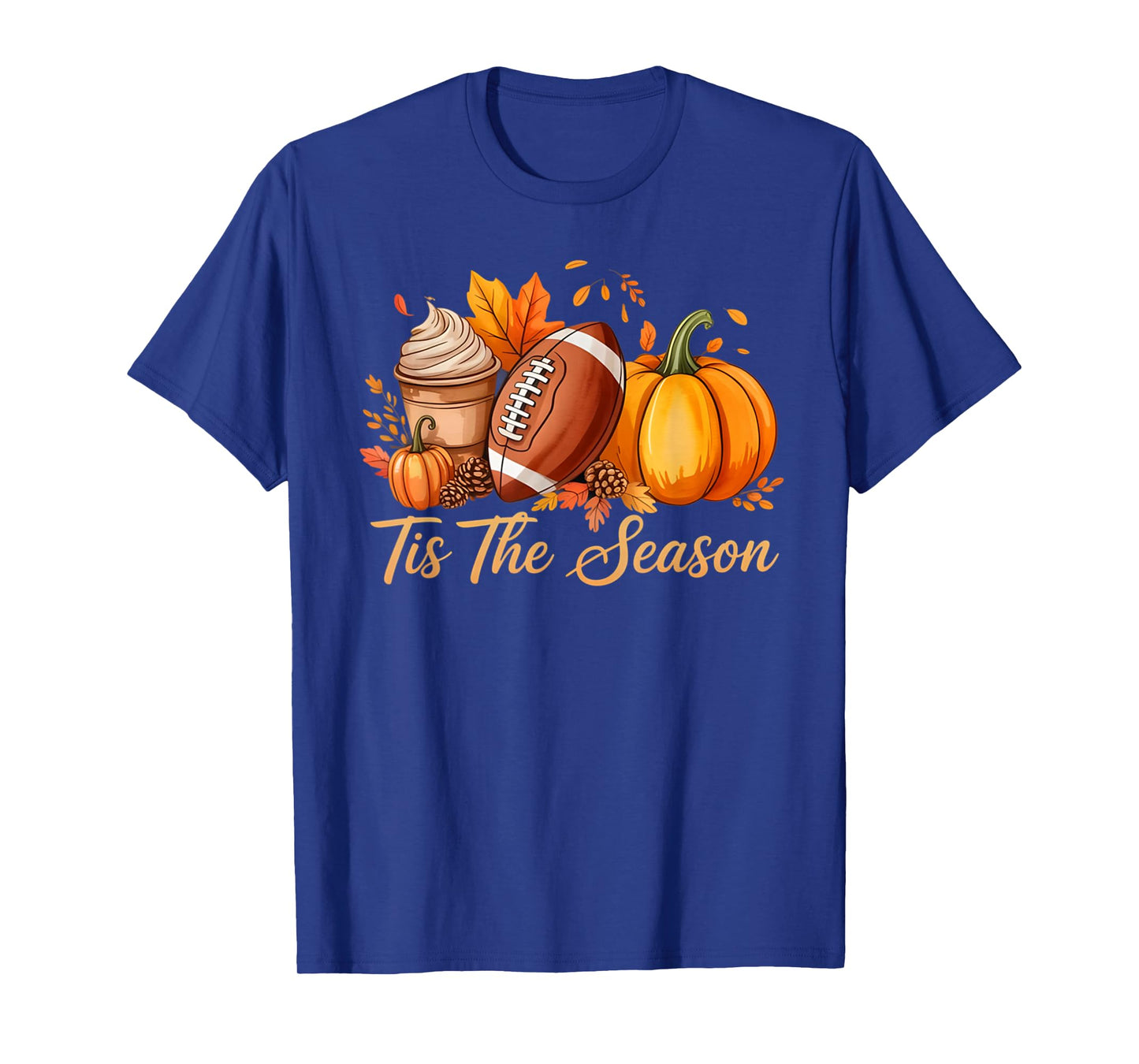 Tis The Season Fall Thanksgiving Pumpkin Spice Football Tee T-Shirt