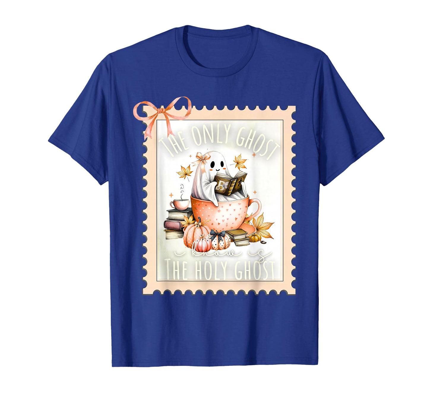 The Only Ghost I Know is The Holy Ghost Stamp Bow Halloween T-Shirt