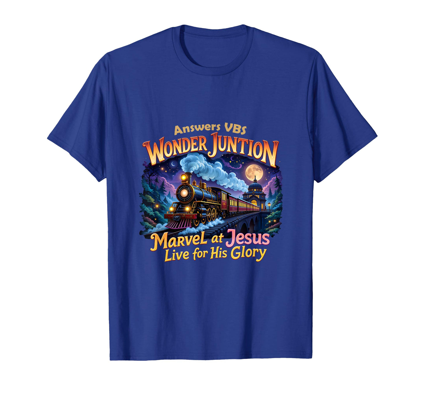 Christian Camp VBS 2025 Wonder His Glory Junction Train T-Shirt
