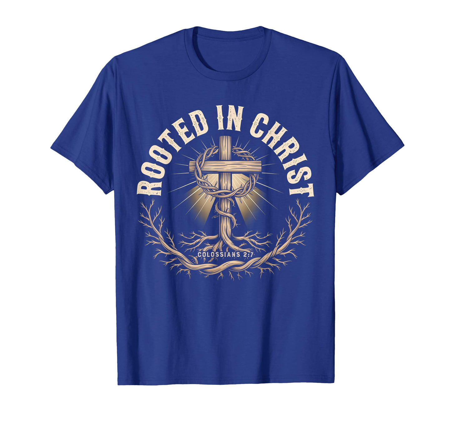 Vintage Stamp Rooted in Christ, Jesus Shirts Christian Cross T-Shirt