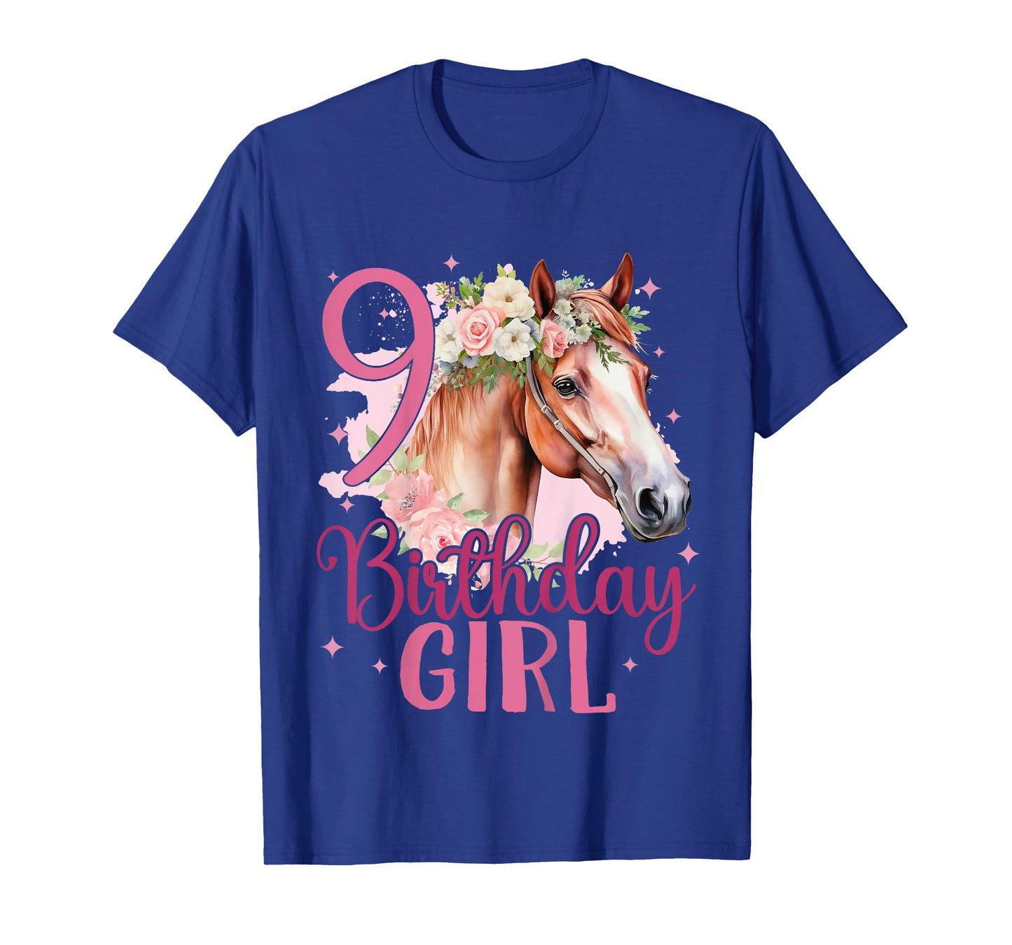 Kids 9th Birthday Horse Girl 9 Years Old Nine 9 Birthday Girl T-Shirt