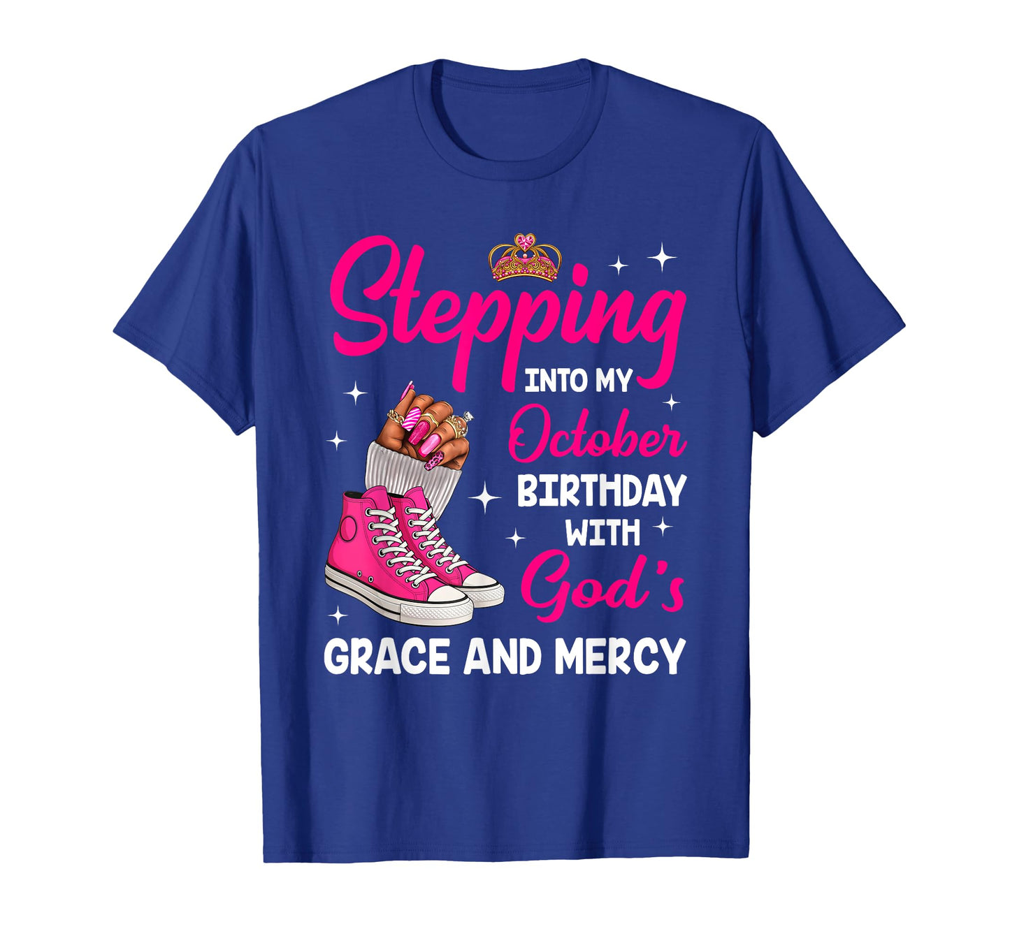 Stepping Into My October Birthday Afro Woman Melanin Queen T-Shirt