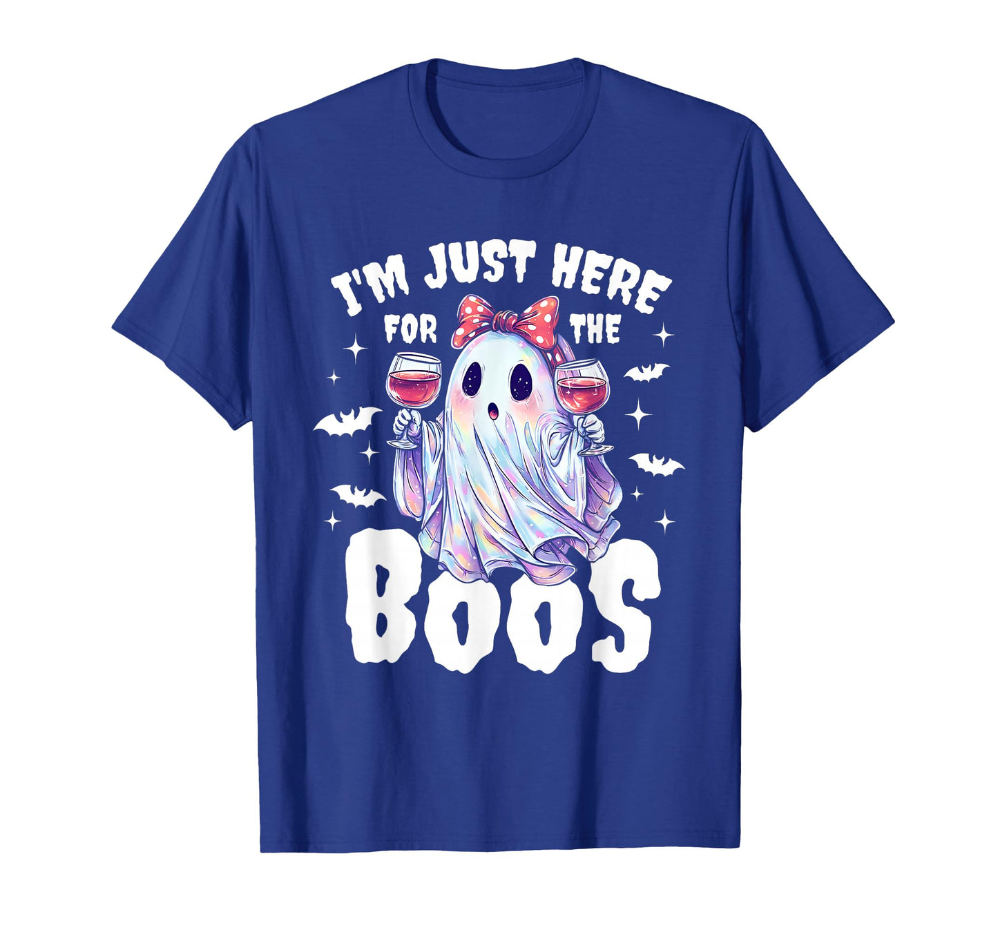 Cute Ghost Wine Halloween Design T-Shirt