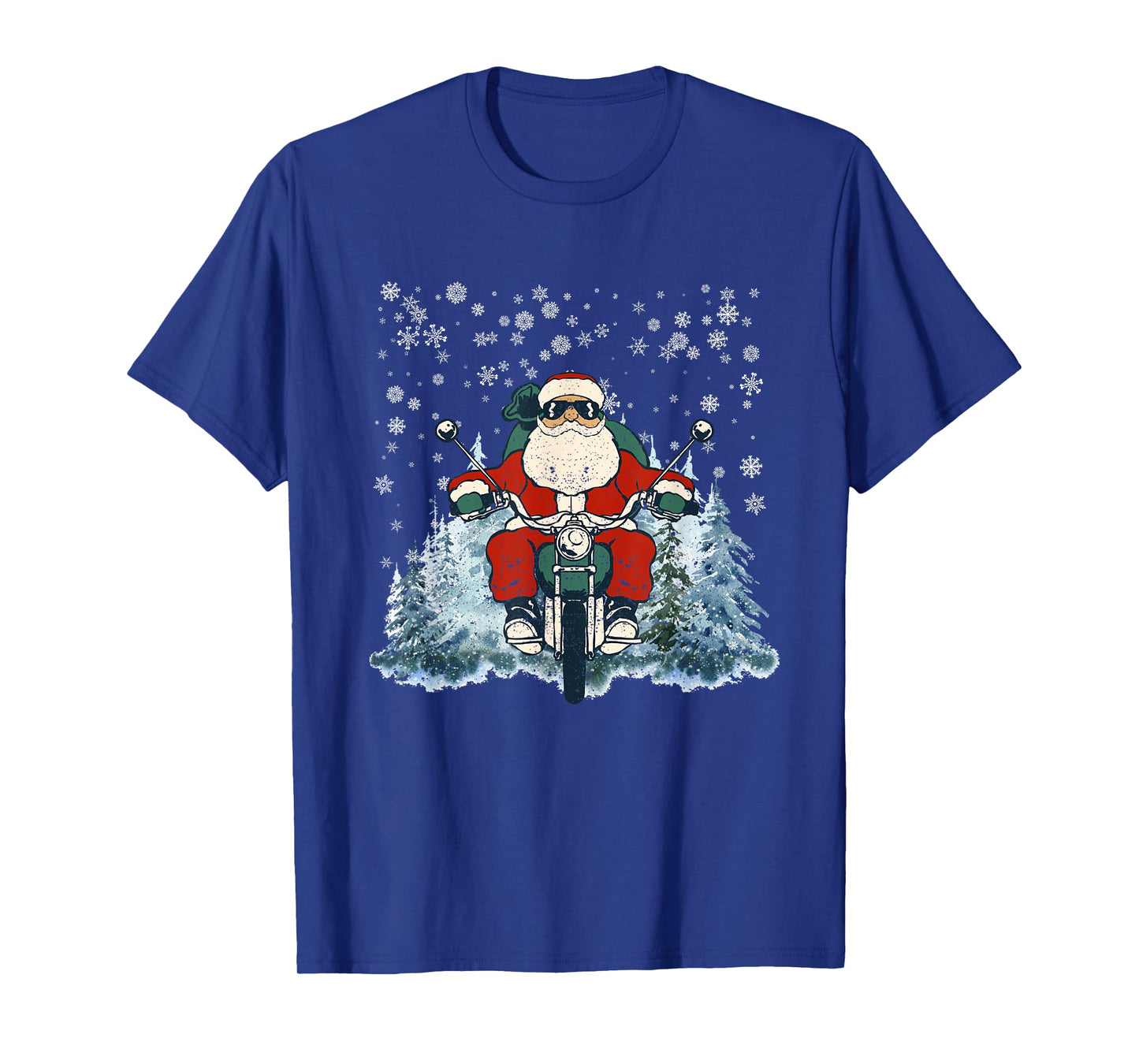 Biker Santa Claus On Motorcycle Funny Christmas Biking Ride T-Shirt