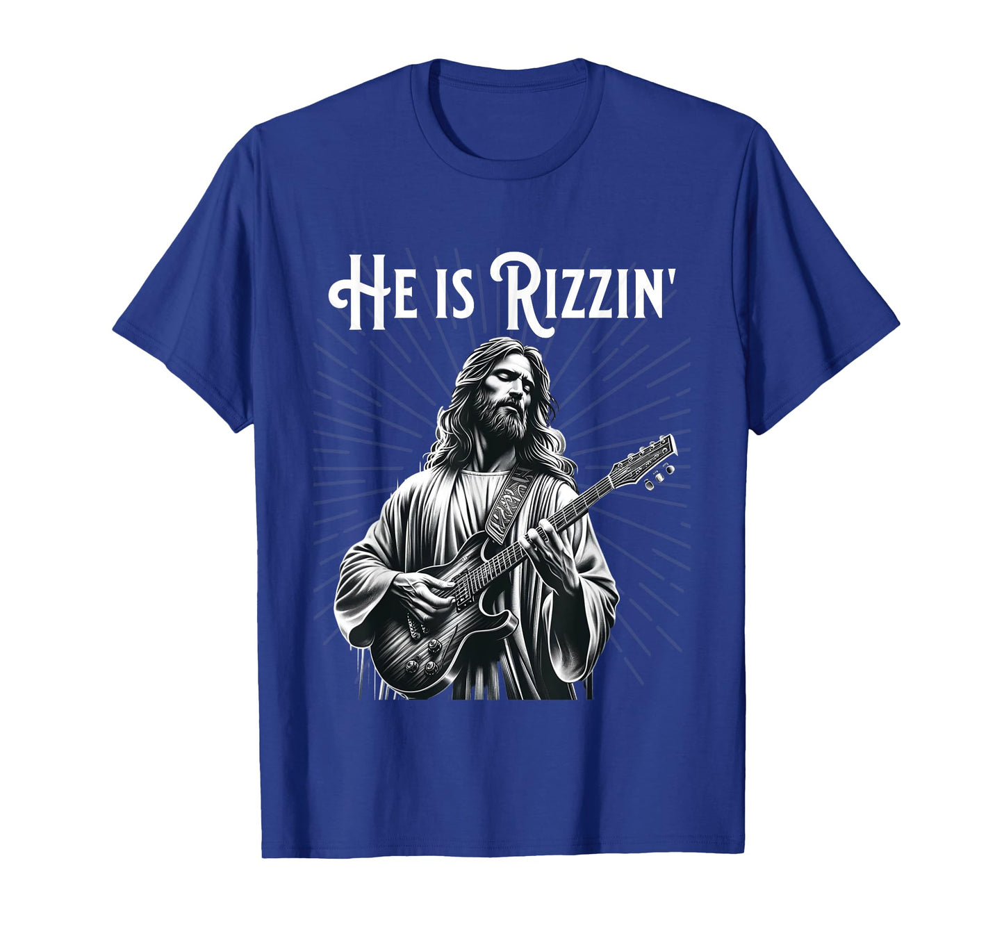 Funny Rizz Rif He is Rizzin Jesus Playing Guitar T-Shirt