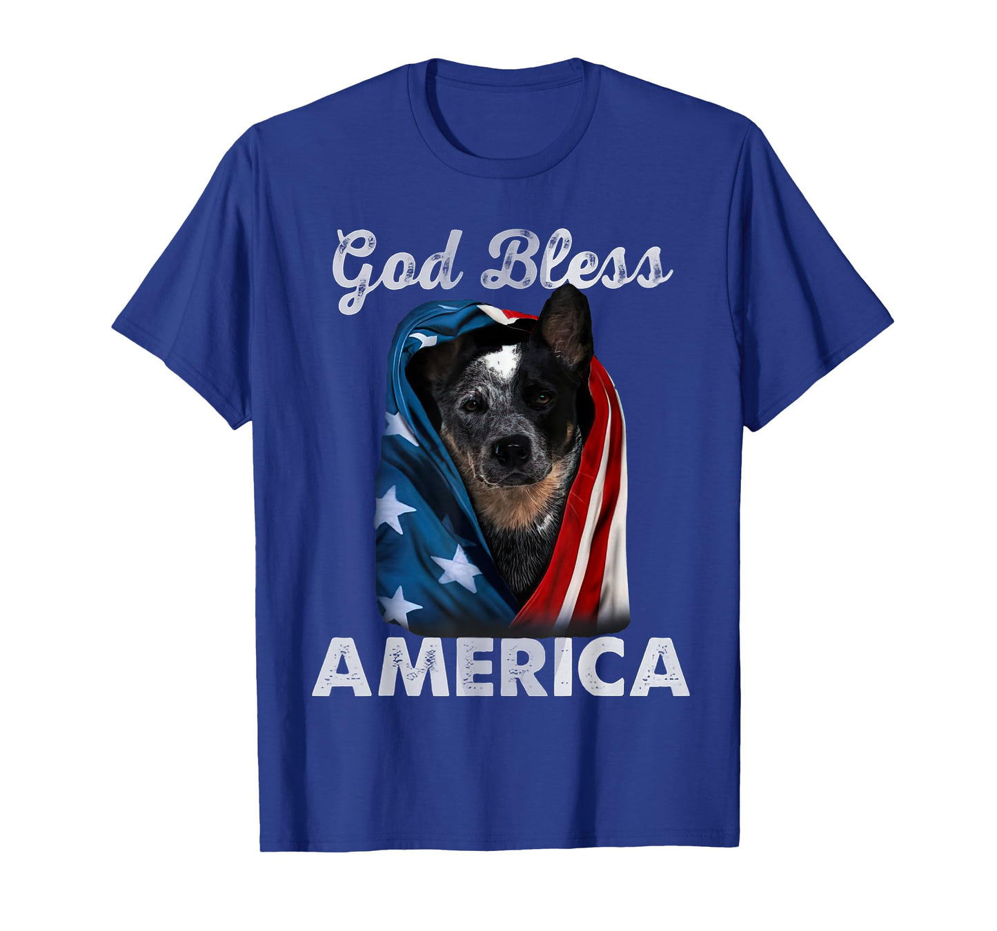 Blue Heeler Dog American USA Flag 4th of July Dog Lover T-Shirt