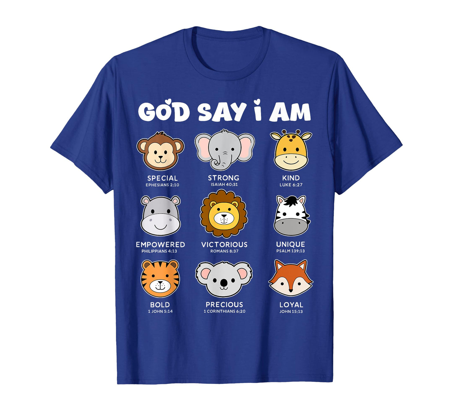 God Say I Am Strong Funny Zoo Animals Toddler Boy Kids Son T-Shirt