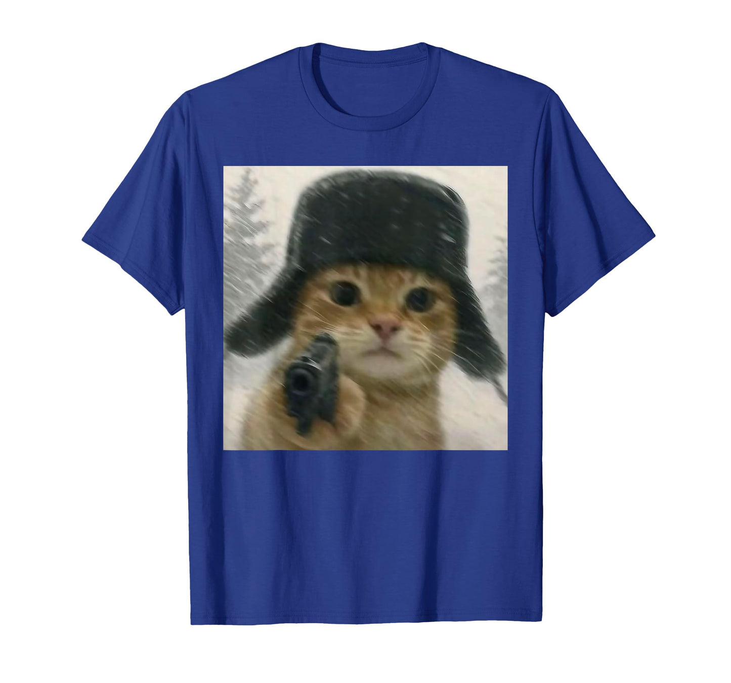 Wacky Cat Wearing Ushanka Hat Russian Meme Cat Humor T-Shirt