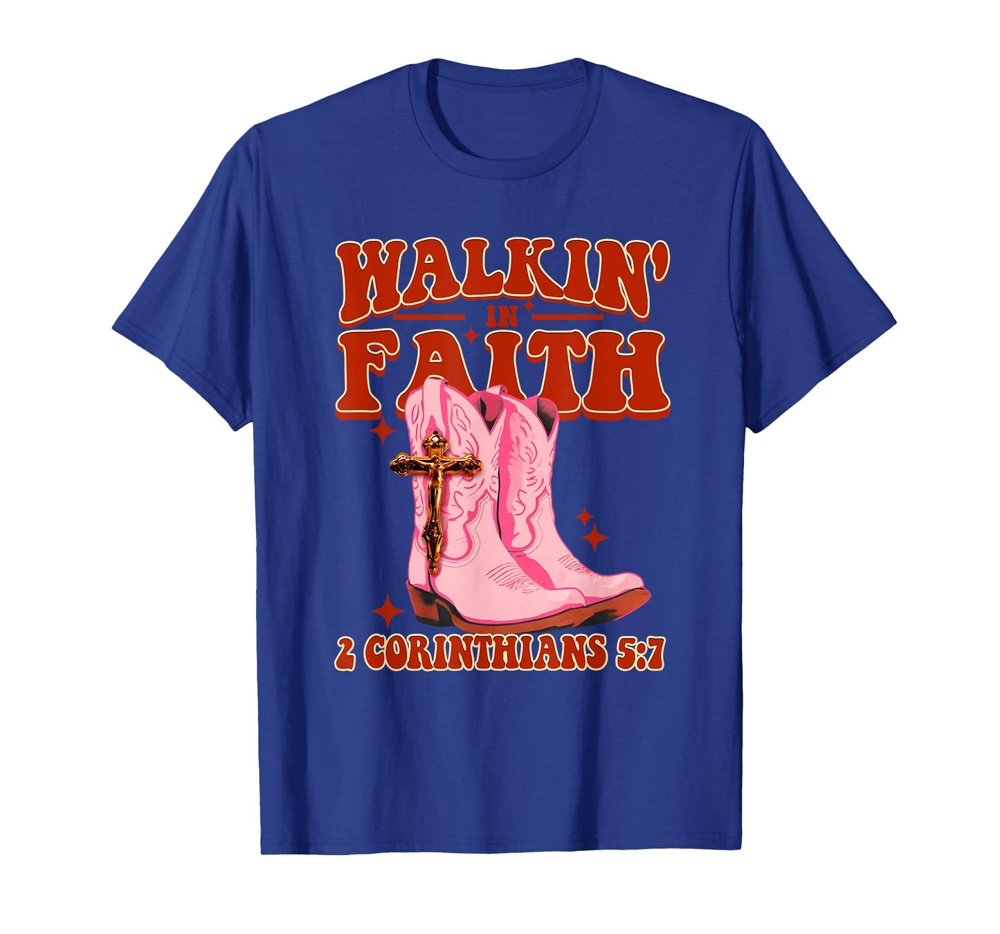 Walking In Faith Western Christian Cowgirl Jesus Quote T-Shirt