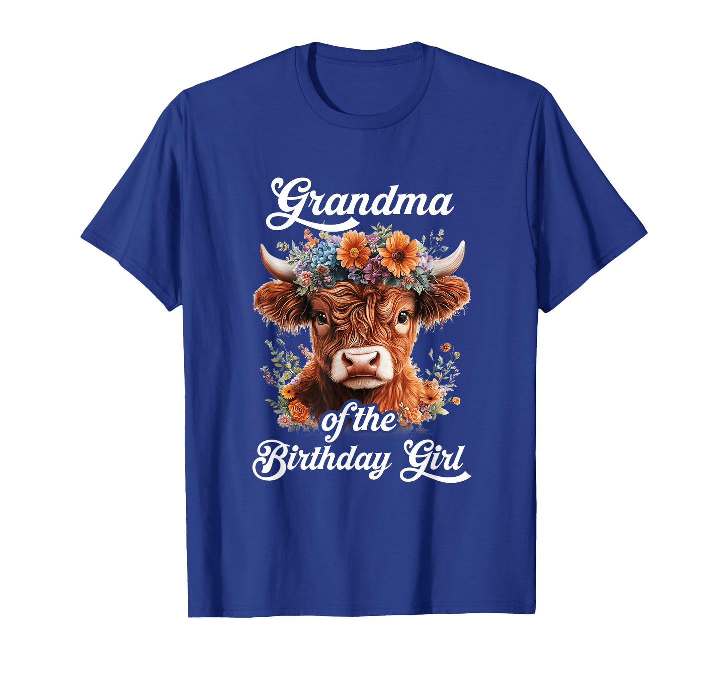 Grandma Of The Birthday Girl Highland Cow Farm Family T-Shirt