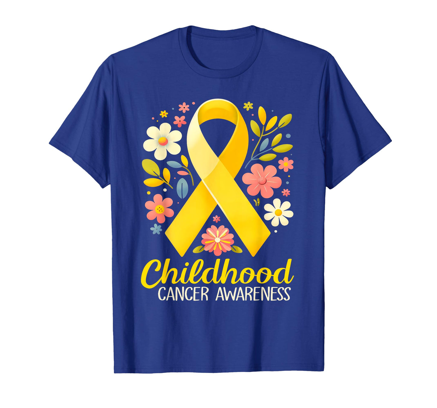 Gold Ribbon Childhood Cancer Awareness Girls Kids Women T-Shirt