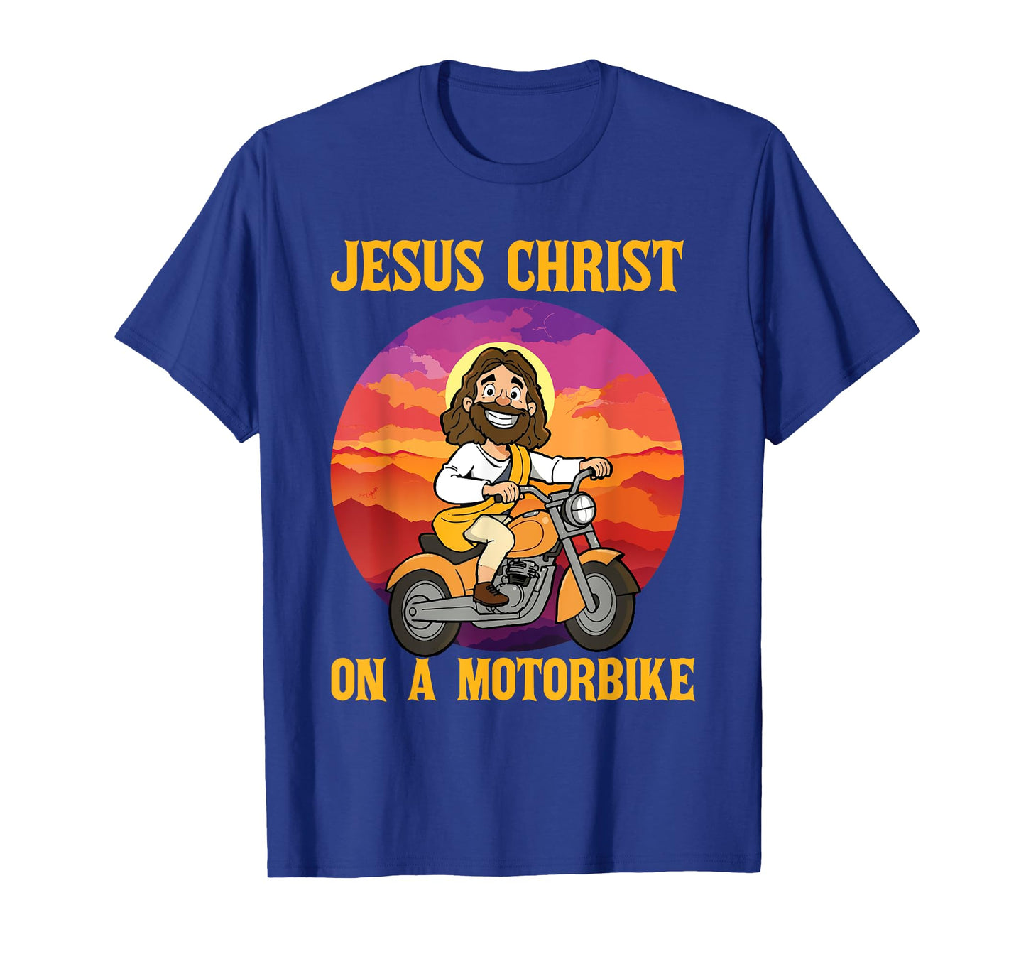 Funny Jesus on Motorbike Motorcycle Christian Rider Biker T-Shirt