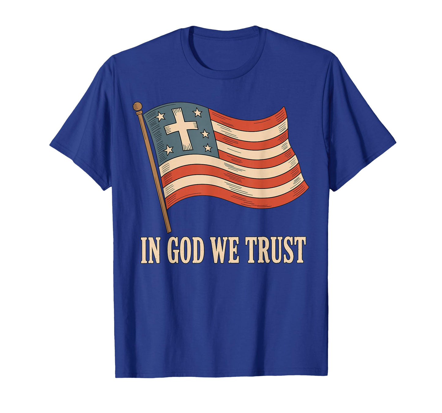 in God We Trust American Flag Cross Faith 4th of July T-Shirt