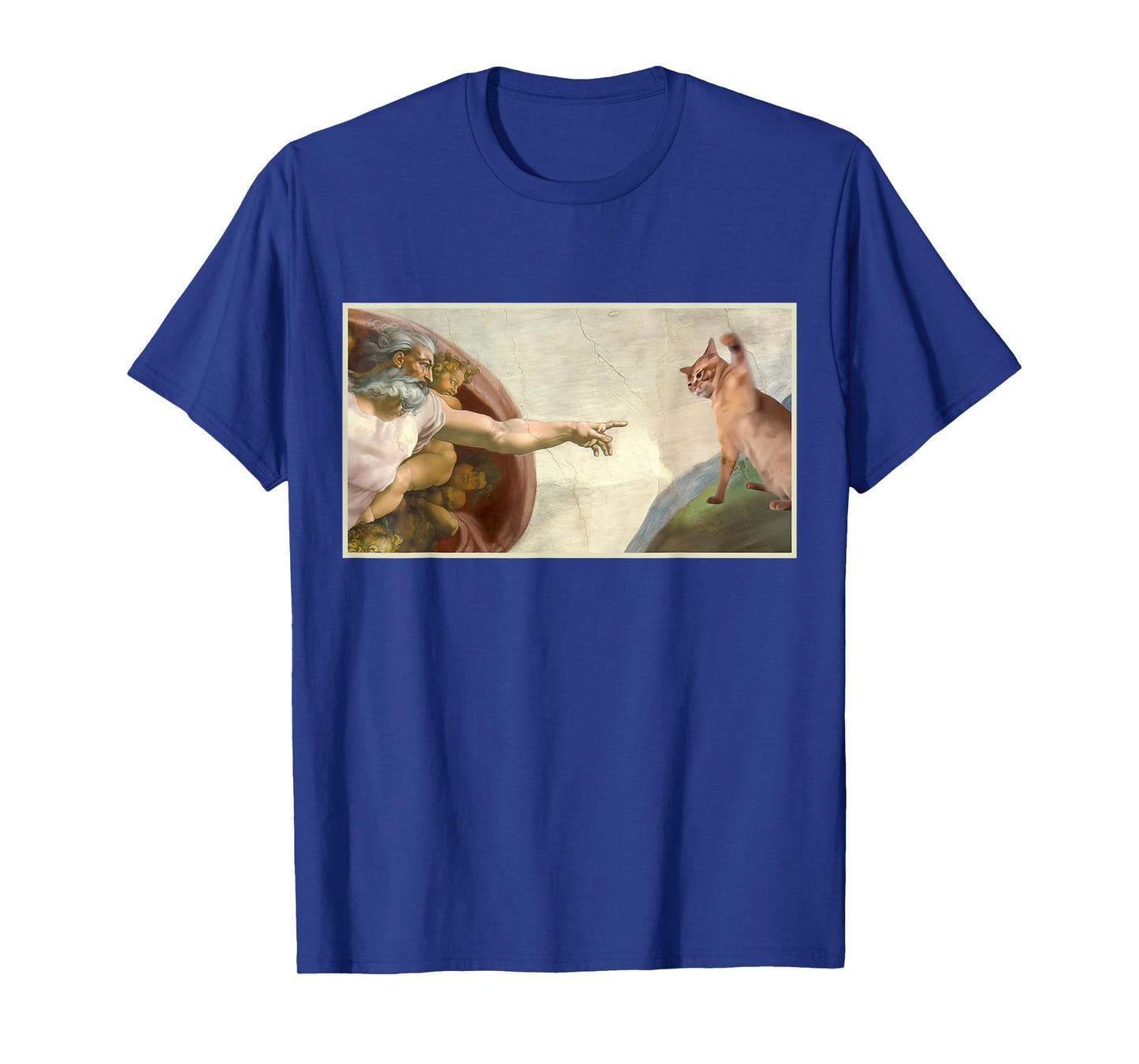 Almighty Slap Funny Cat God Creation of Adam Meme Jesus Art T-Shirt for Men Women Kids