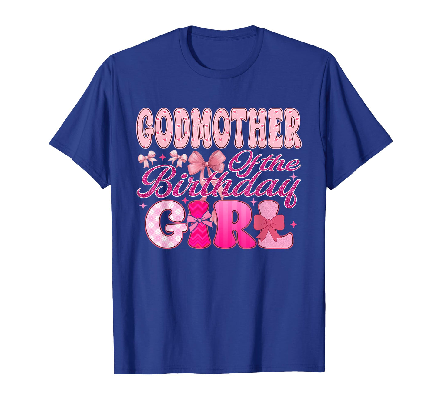 Godmother of The Birthday Girl Family Pink Coquette Bow T-Shirt