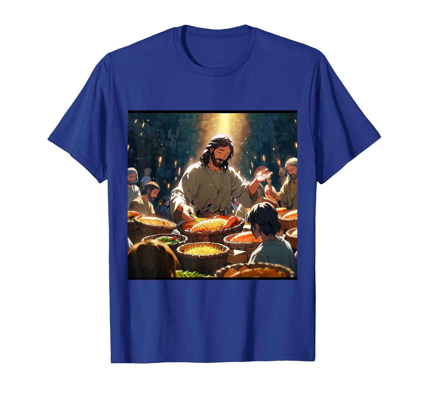 Jesus Anime Miracle Fishes and Loaves Matthew 14 Feed 5000 T-Shirt