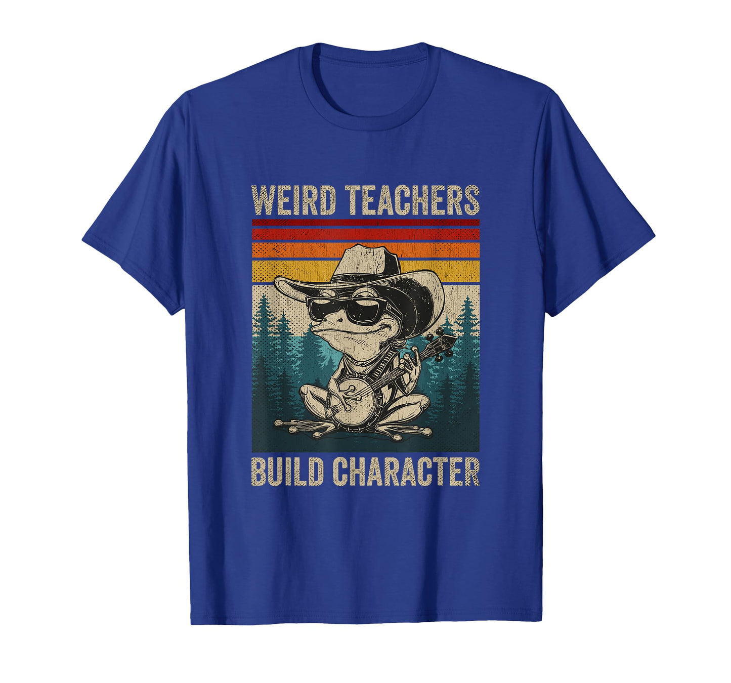 Weird Teachers Build Character Funny Teacher Retro Frog T-Shirt