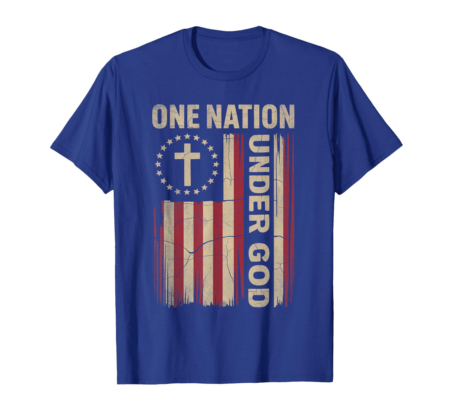 One Nation Under God Flag 4th Of July Patriotic Christian T-Shirt