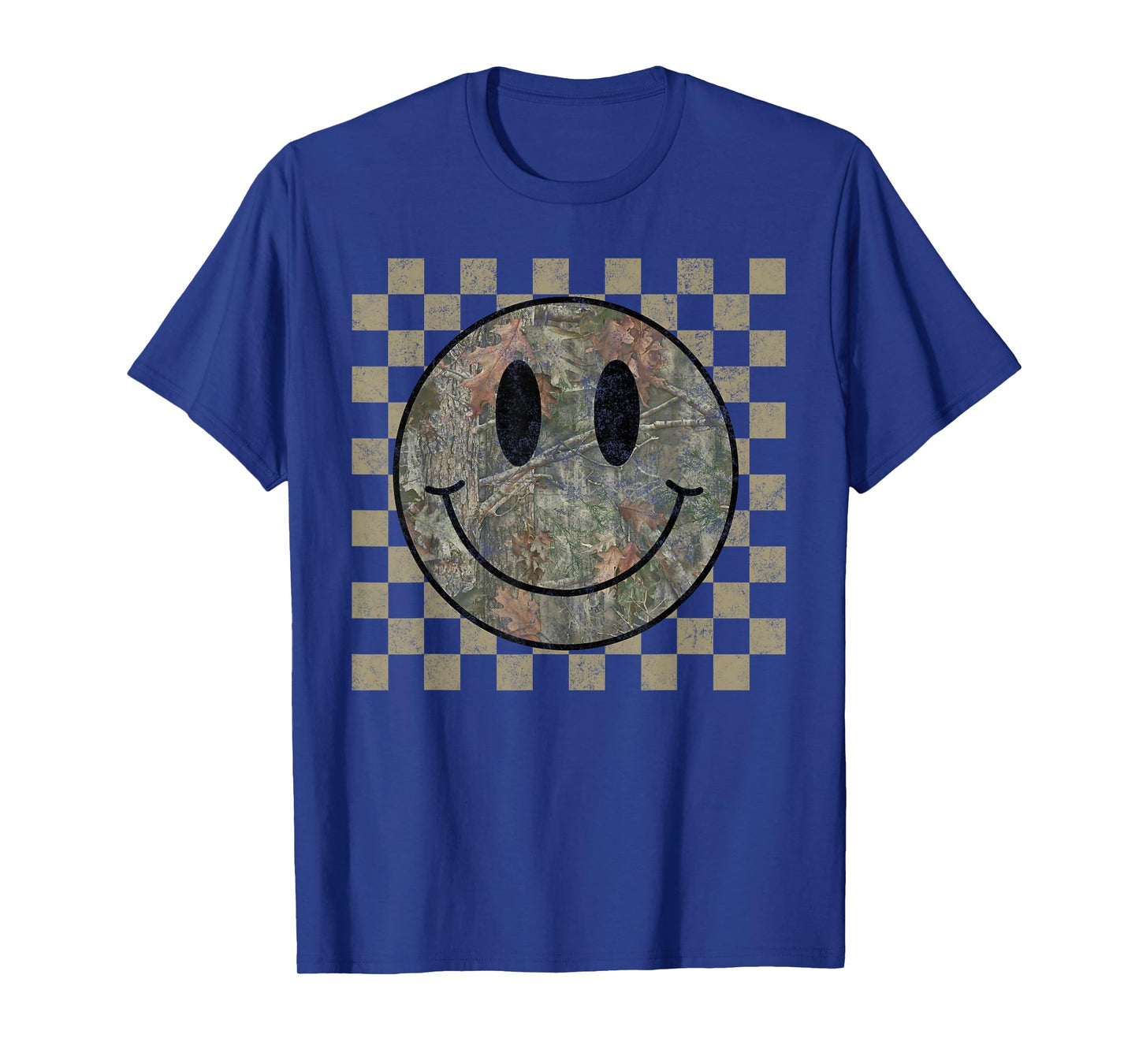 Camo Tree Smile Face Checkered Camouflage Cute Adults Kids T-Shirt