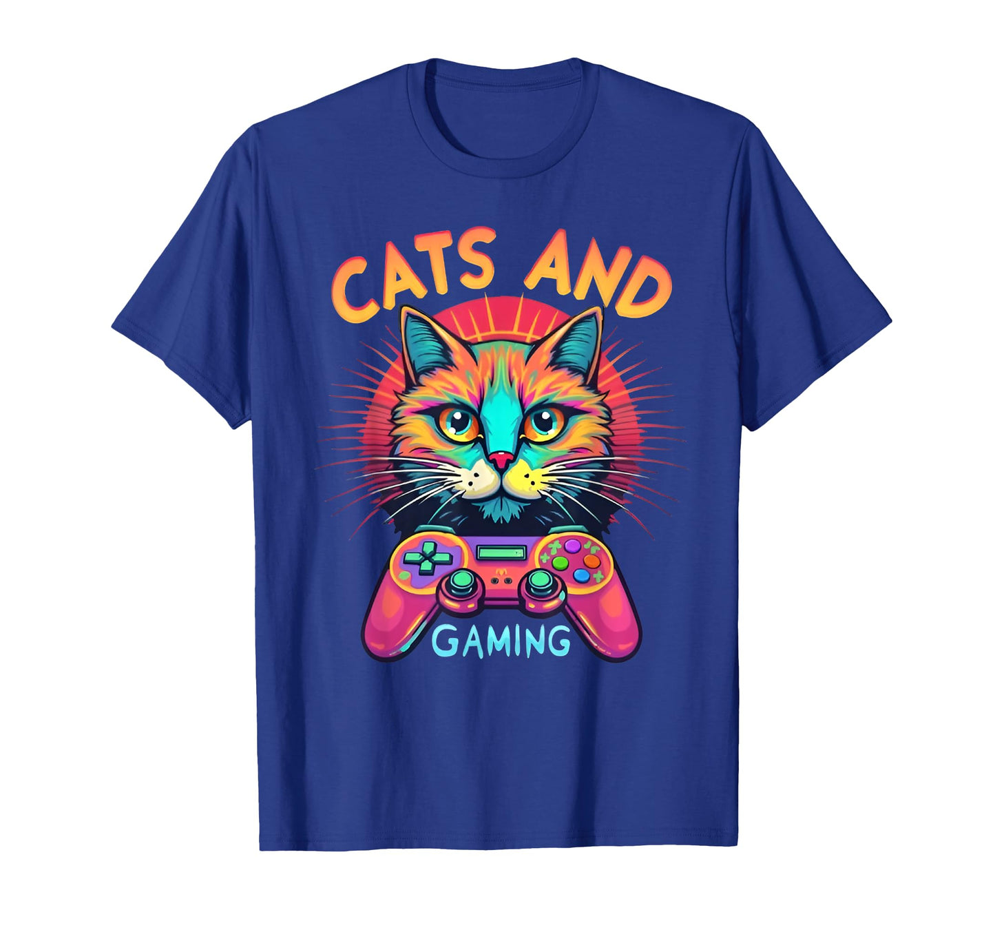 Cats And Gaming Funny Cat Lover Gaming Video Game Player Men Women Kids T-Shirt