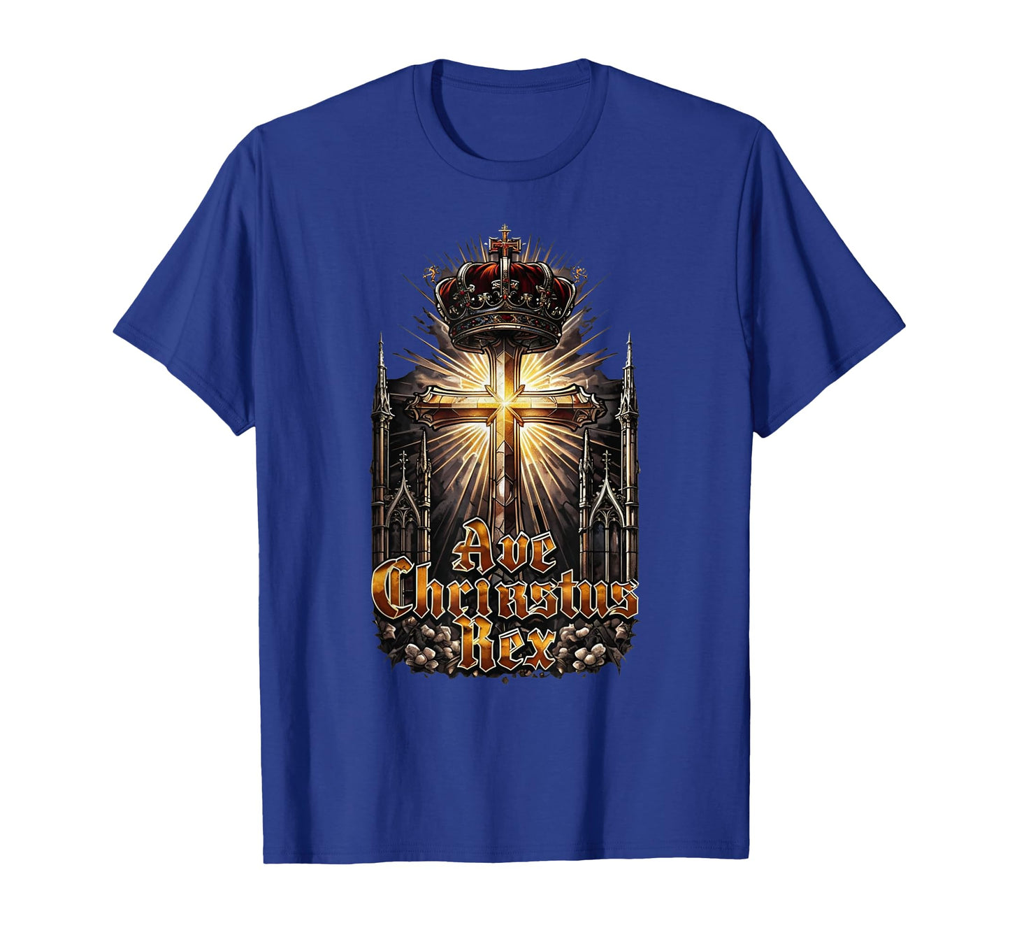Ave Christus Rex β Majestic Cross with Crown T-Shirt