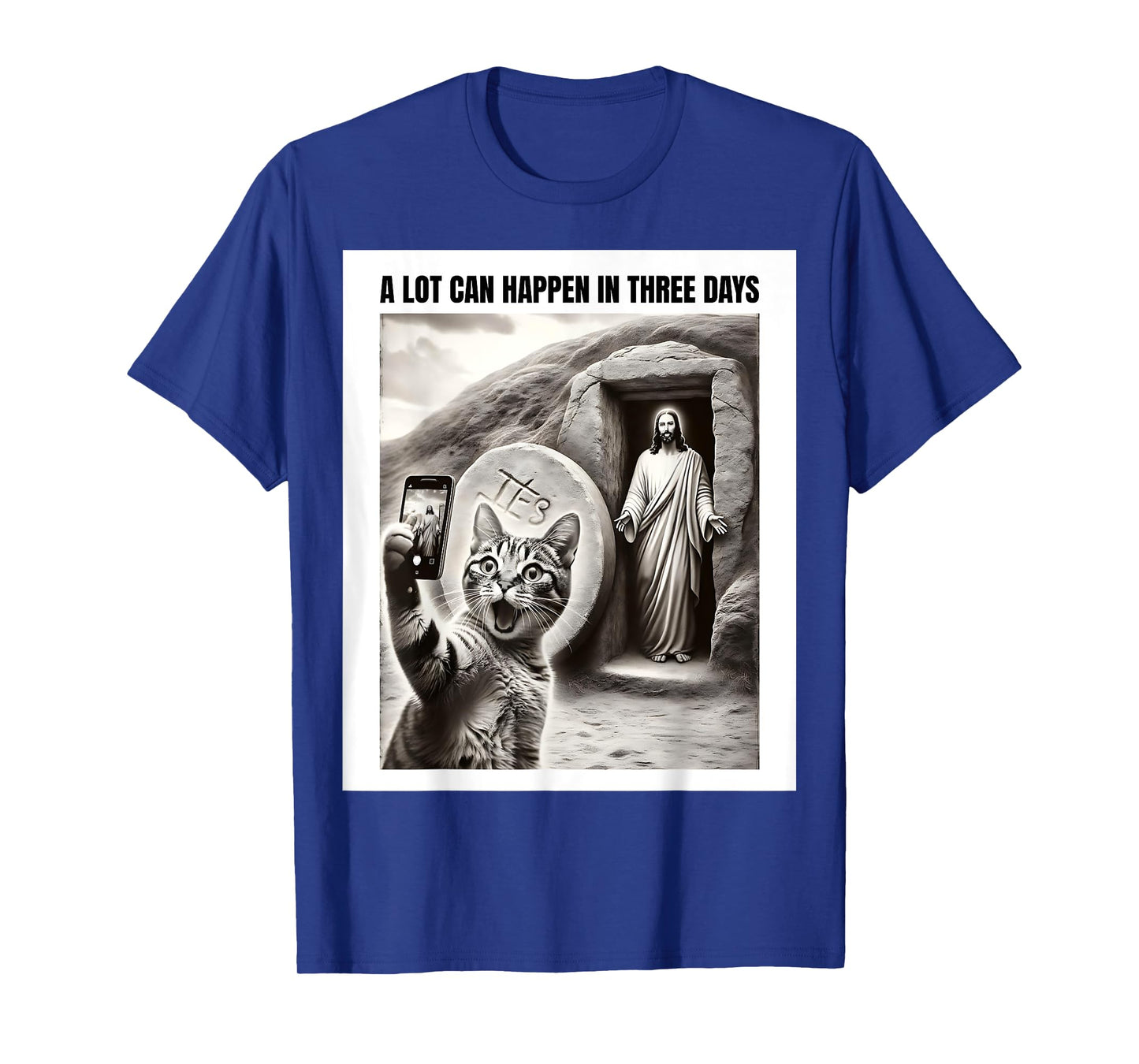Easter Meme Cat Taking Selfie Jesus Resurrection Christian T-Shirt for Men Women Girls Kids