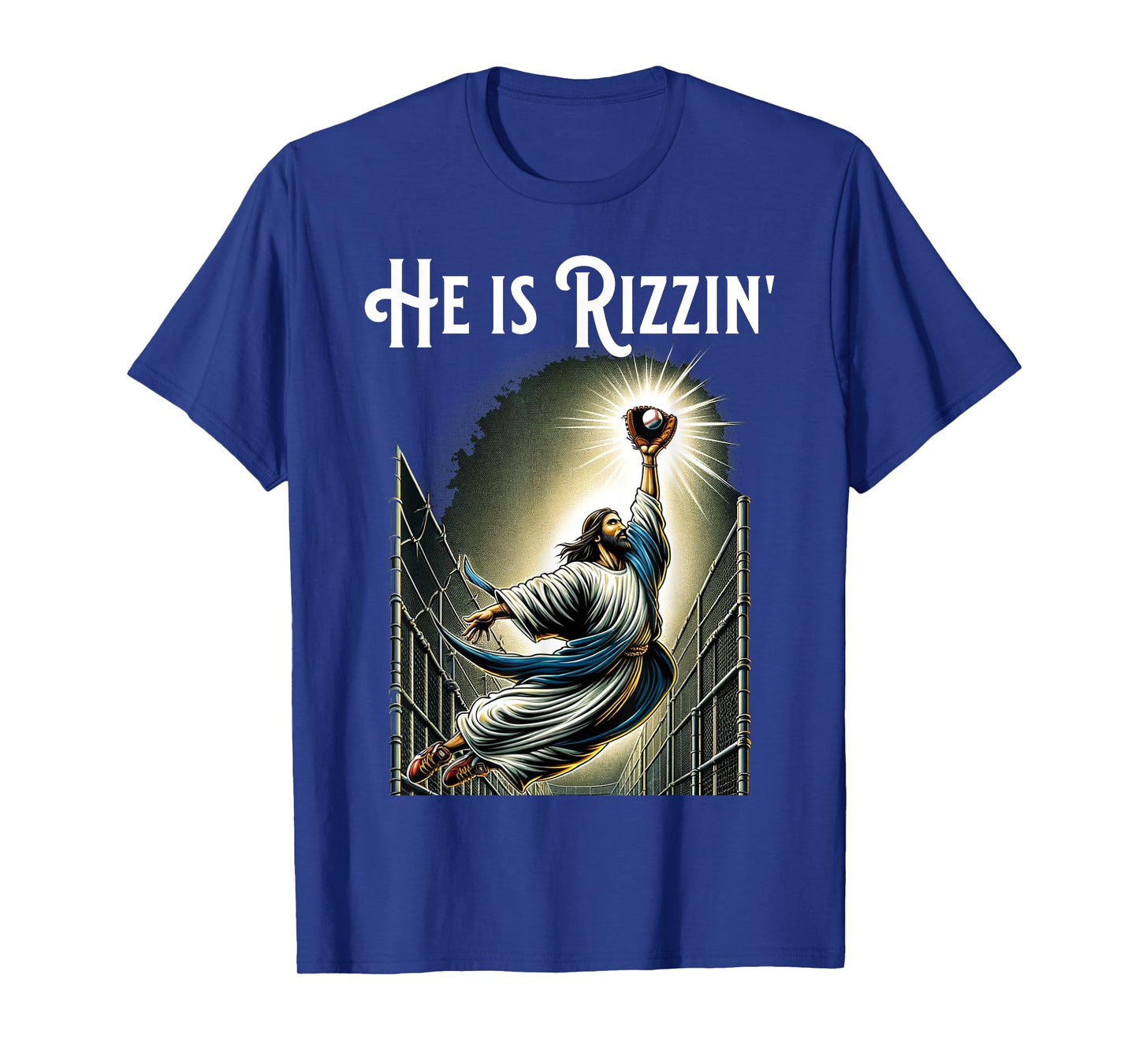 He is Rizzin Jesus Playing Baseball Funny Sports Rizz T-Shirt