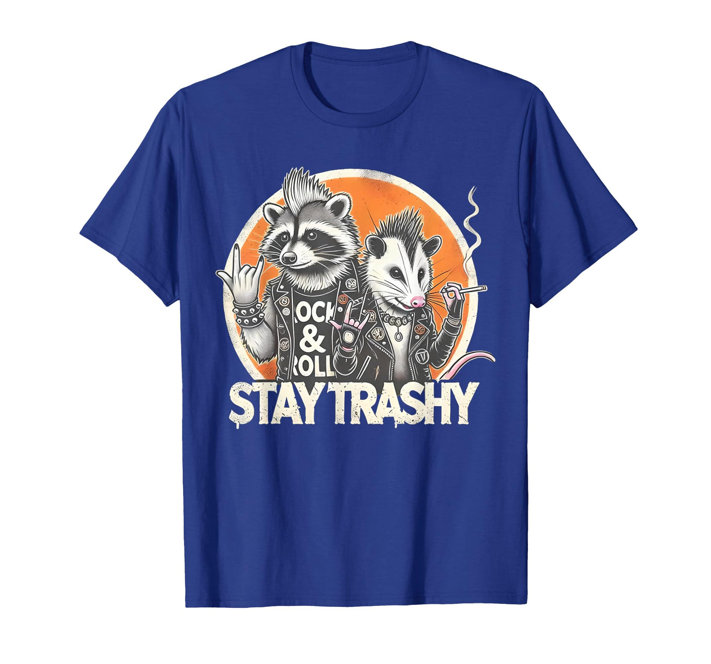 Stay Trashy Racoon Possum Funny Rock On Street Cat Punk Meme Men Women T-Shirt