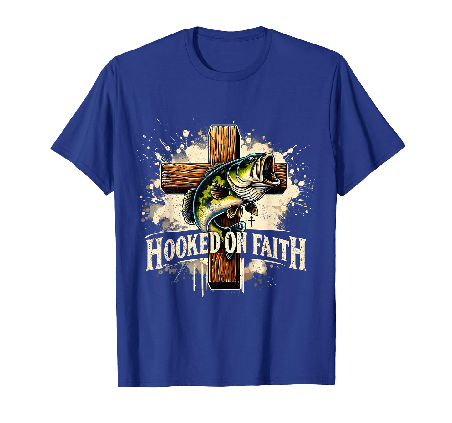 Hooked On Faith Christian Jesus Cross Fishing Squad T-Shirt