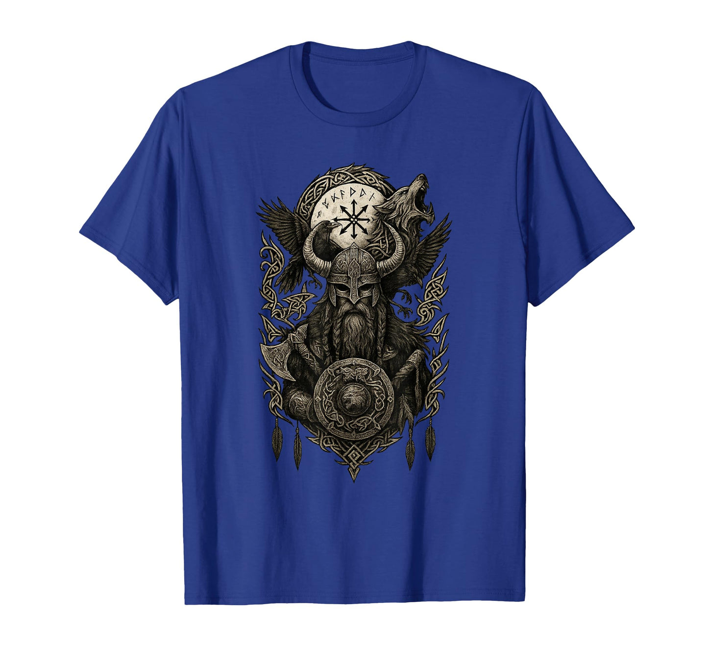 Viking Odin Hugin & Munin Vegvisir Viking Gifts Wolf T-Shirt
