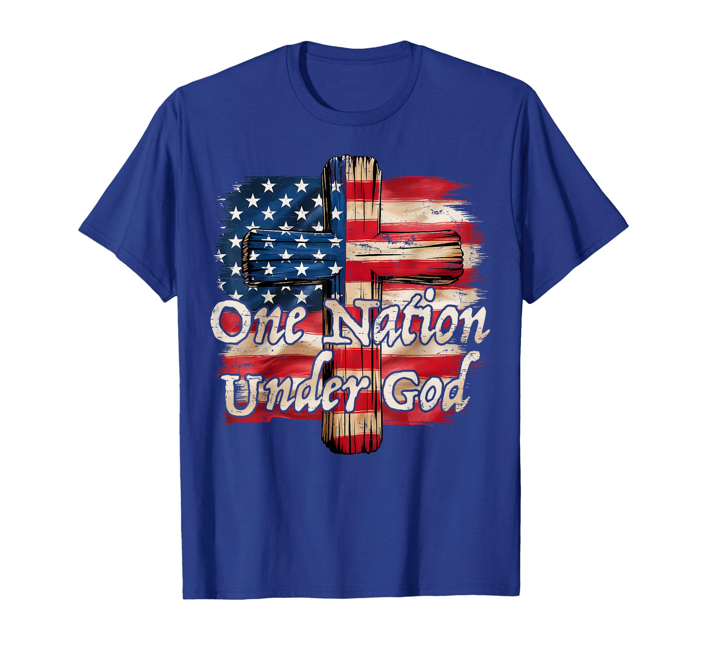 Vintage US Flag One Nation Under God 4th of July Patriotic T-Shirt