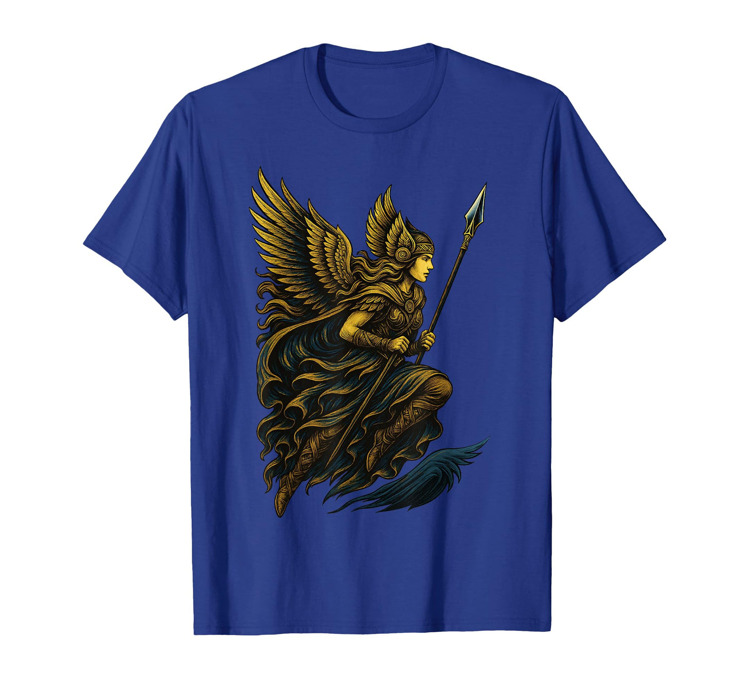 Valkyrie with Spear Winged Helm Norse Myth Viking Symbol T-Shirt