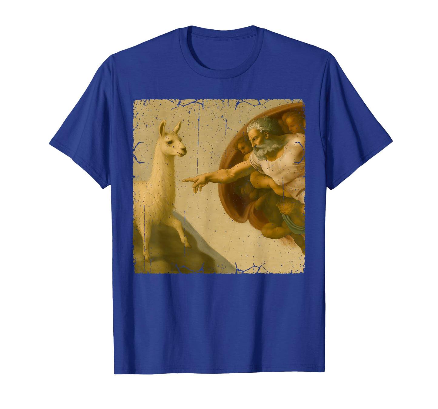 Llama God Creation of Adam Meme Funny Memes T-Shirt