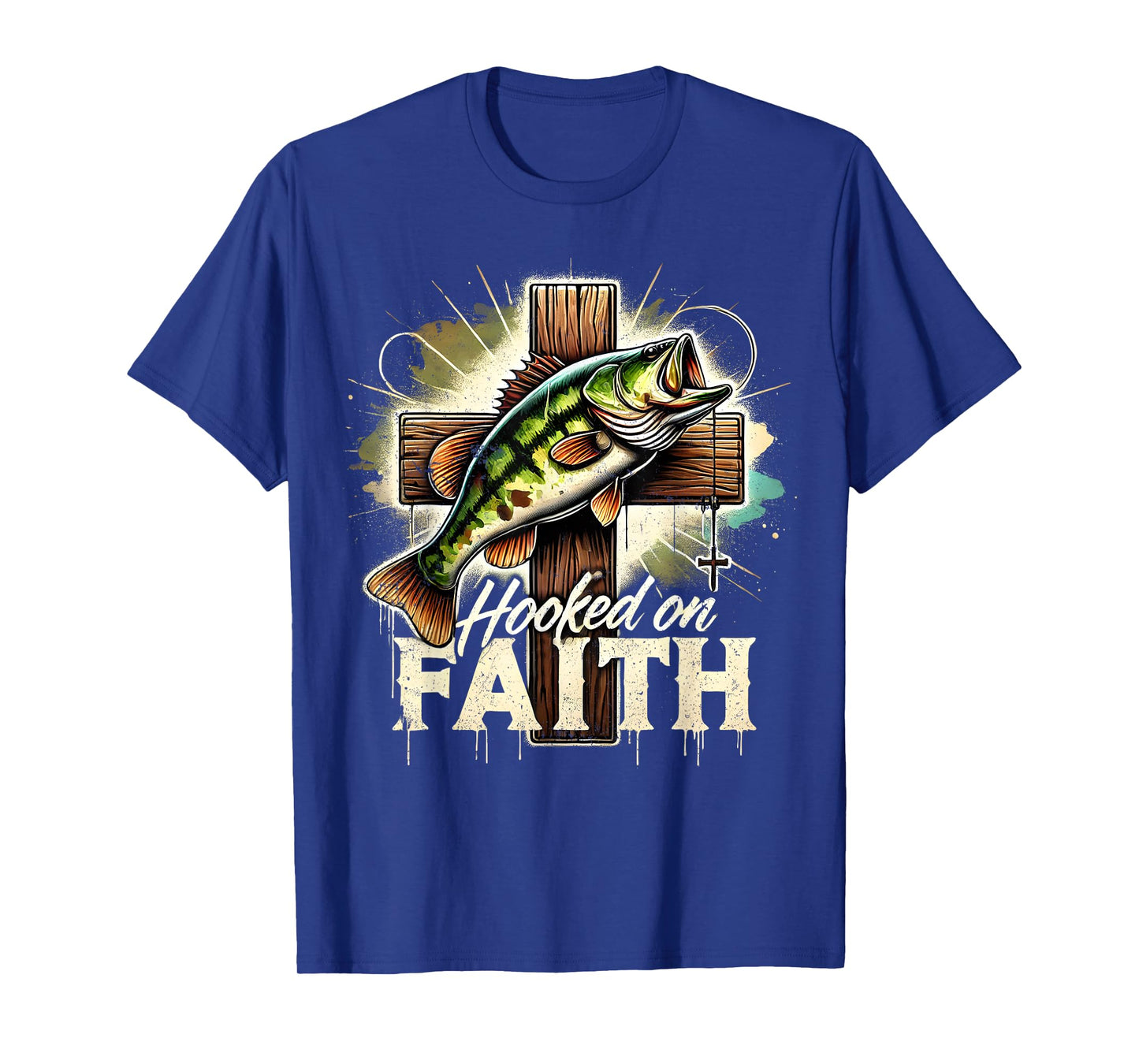 Hooked On Faith Christian Jesus Cross Fishing Squad T-Shirt