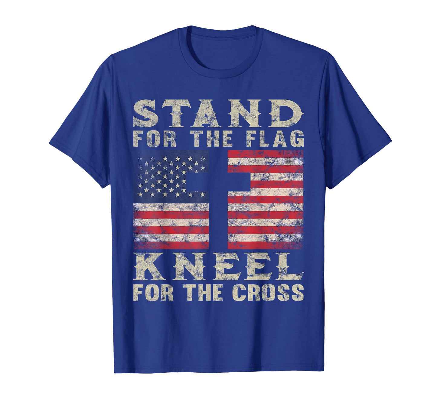 Christian Patriotic American Flag Stand Flag Kneel Cross T-Shirt