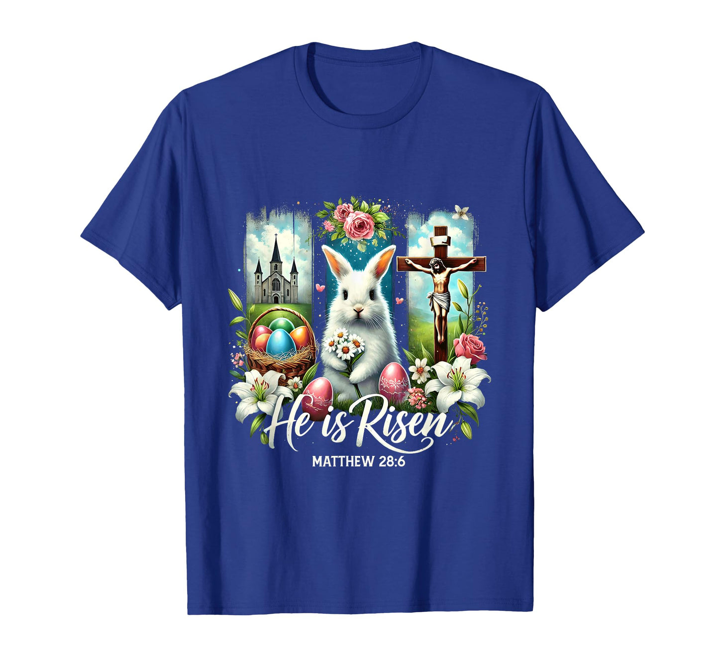 He Is Risen Jesus Christian Happy Easter Kids Women Girls T-Shirt