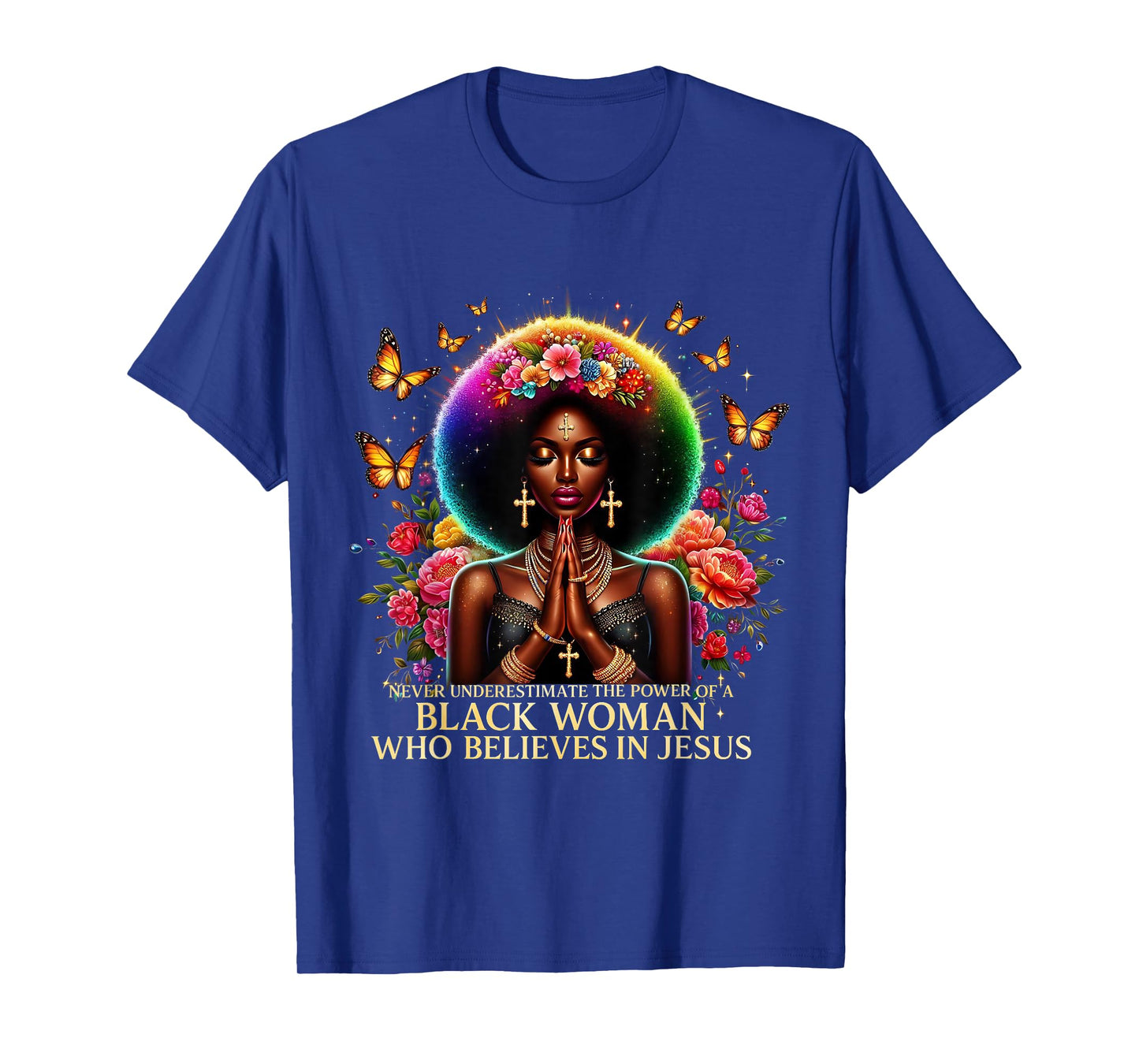 Black Woman Faith Inspirational Believes Jesus Powerful T-Shirt
