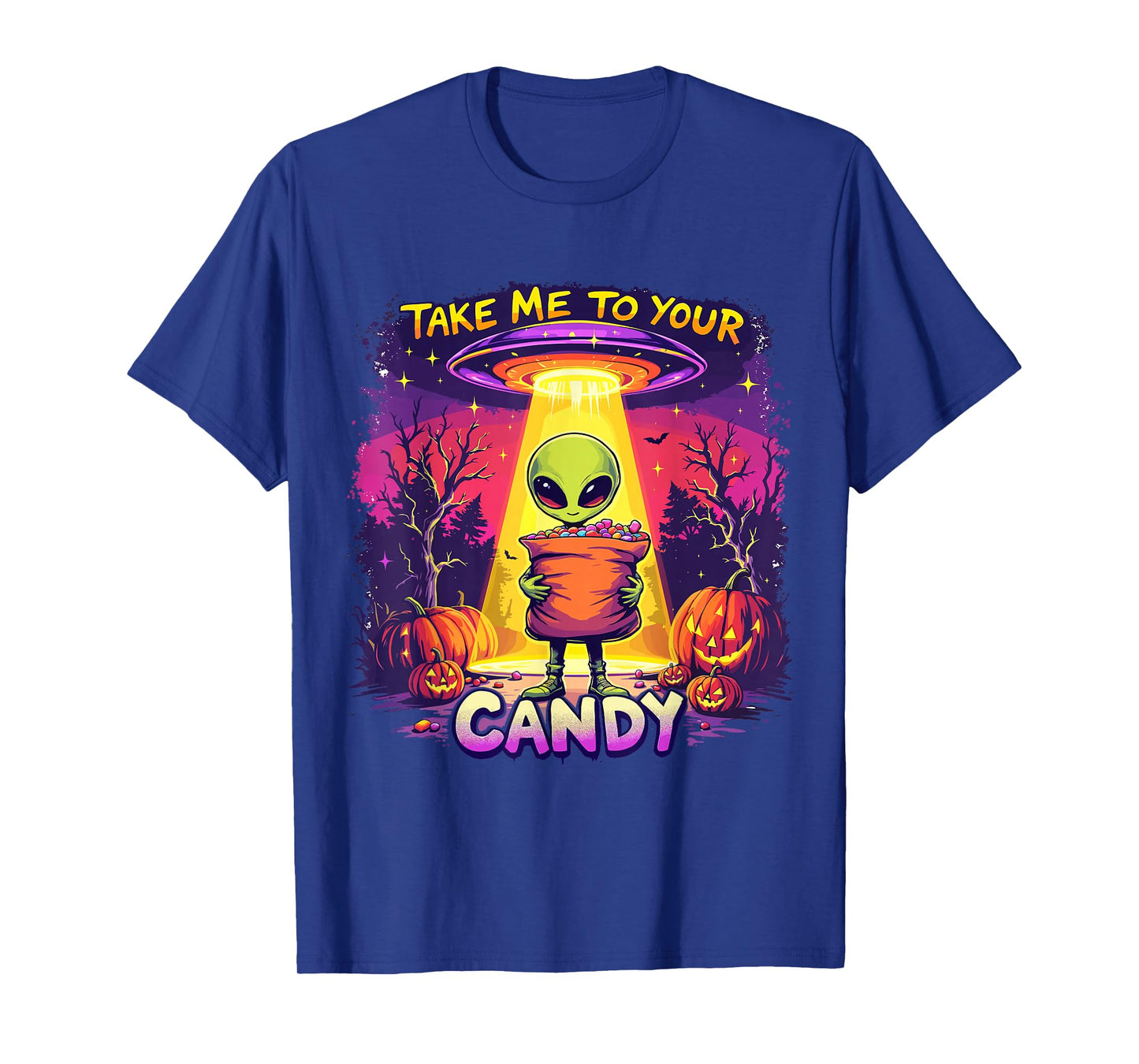 Funny Alien Halloween Costume Trick or Treat Space UFO Candy T-Shirt