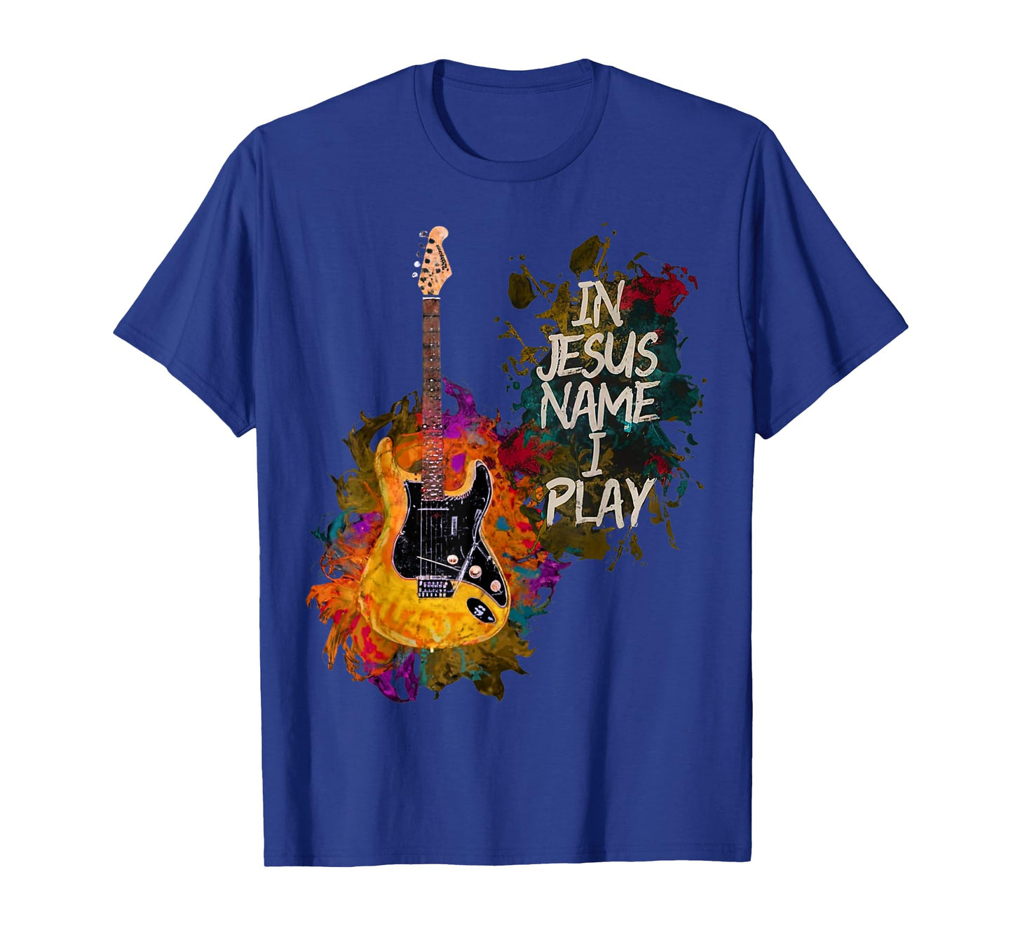 In Jesus Name I Play Guitar Christian Guitar Player Vintage T-Shirt