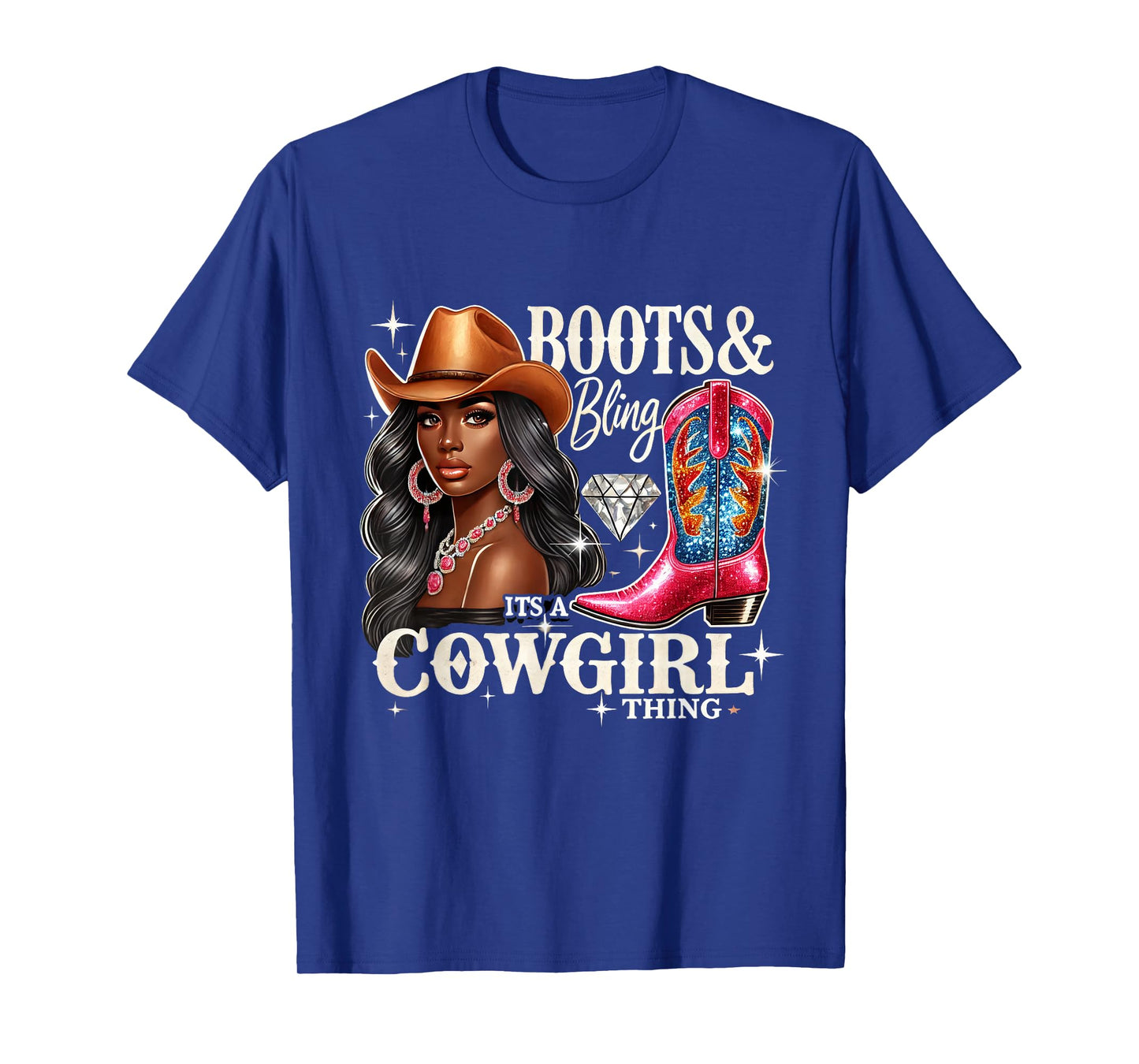 Boots & Bling its a Cowgirl Thing Cowgirl Melanin Rodeo T-Shirt
