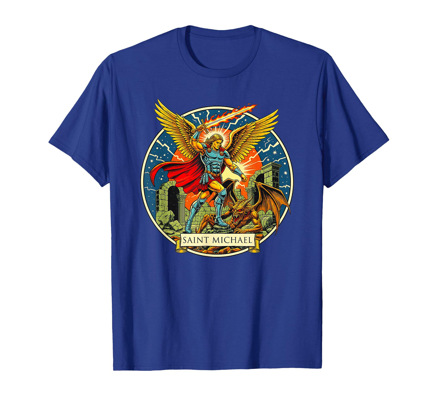 Saint Michael Angelic Warrior Emblem Divine Crest Badge Art T-Shirt