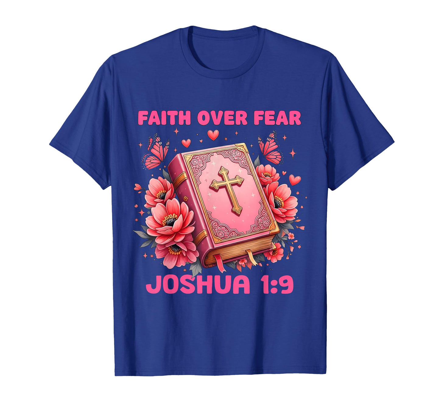 Faith Over Fear Joshua 1:9 Retro Groovy Christian Funny T-Shirt