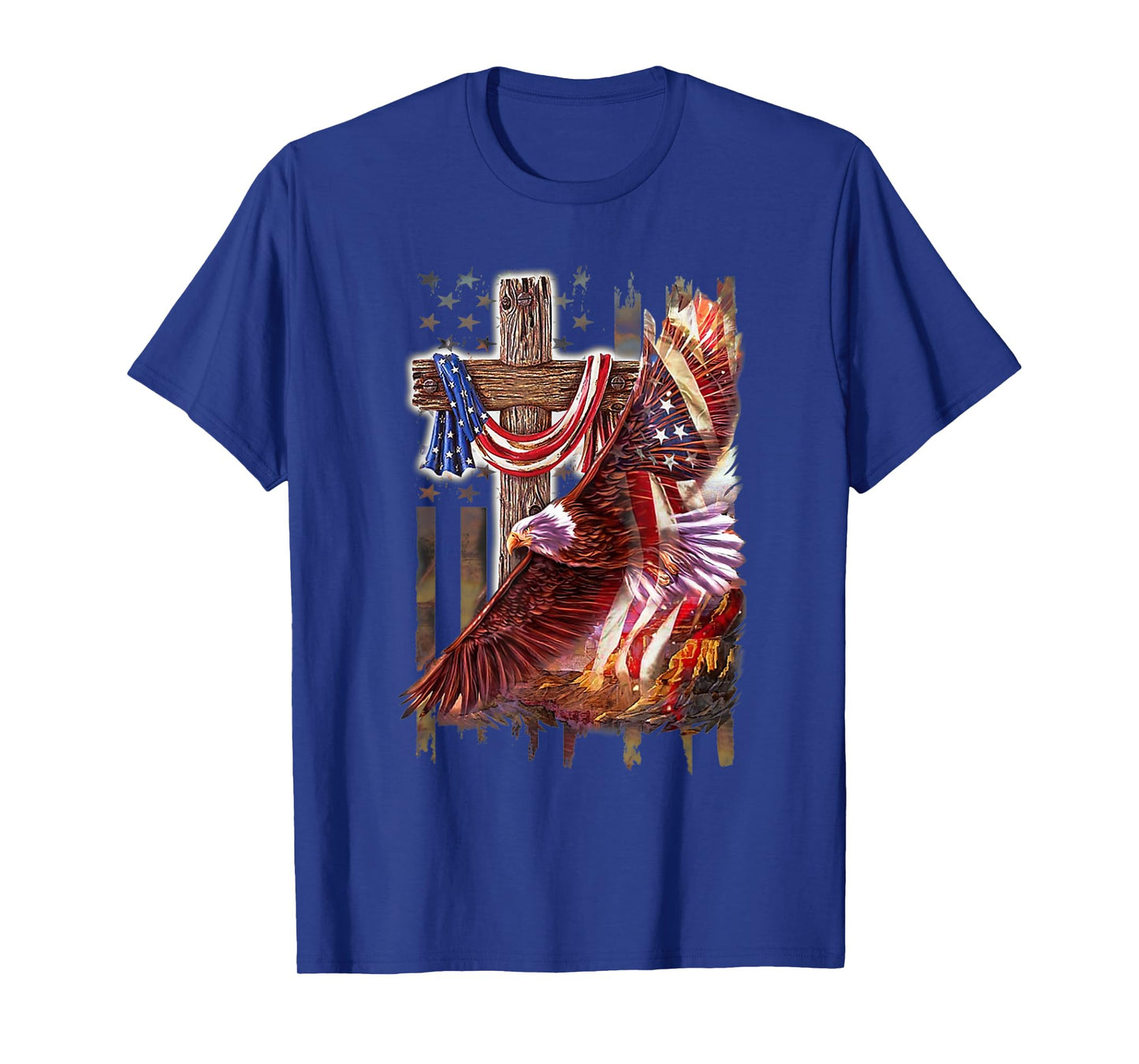 Cross Christian Jesus Eagle Flag American T-Shirt