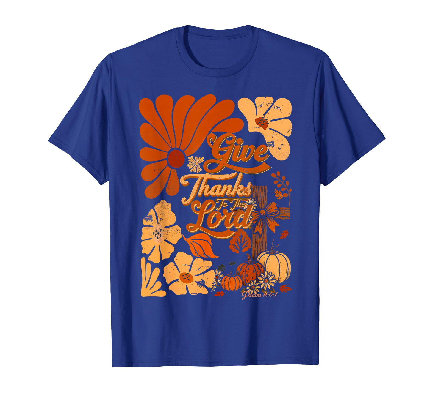 Boho Retro Christian Fall Pumpkin Give Thanks to The Lord T-Shirt