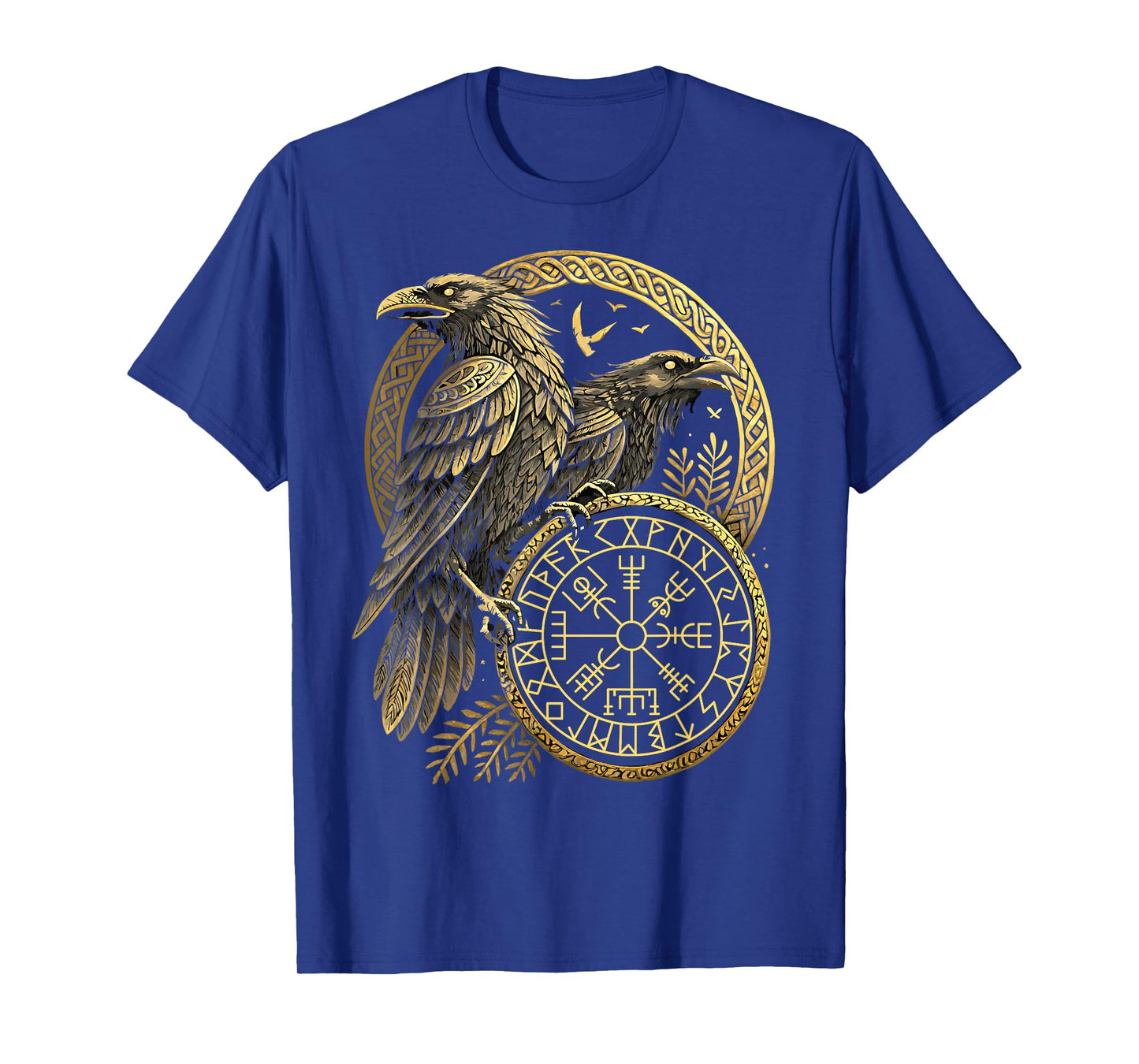 Norse Rune Huginn and Muninn Celtic Viking Compass Vegvisir T-Shirt