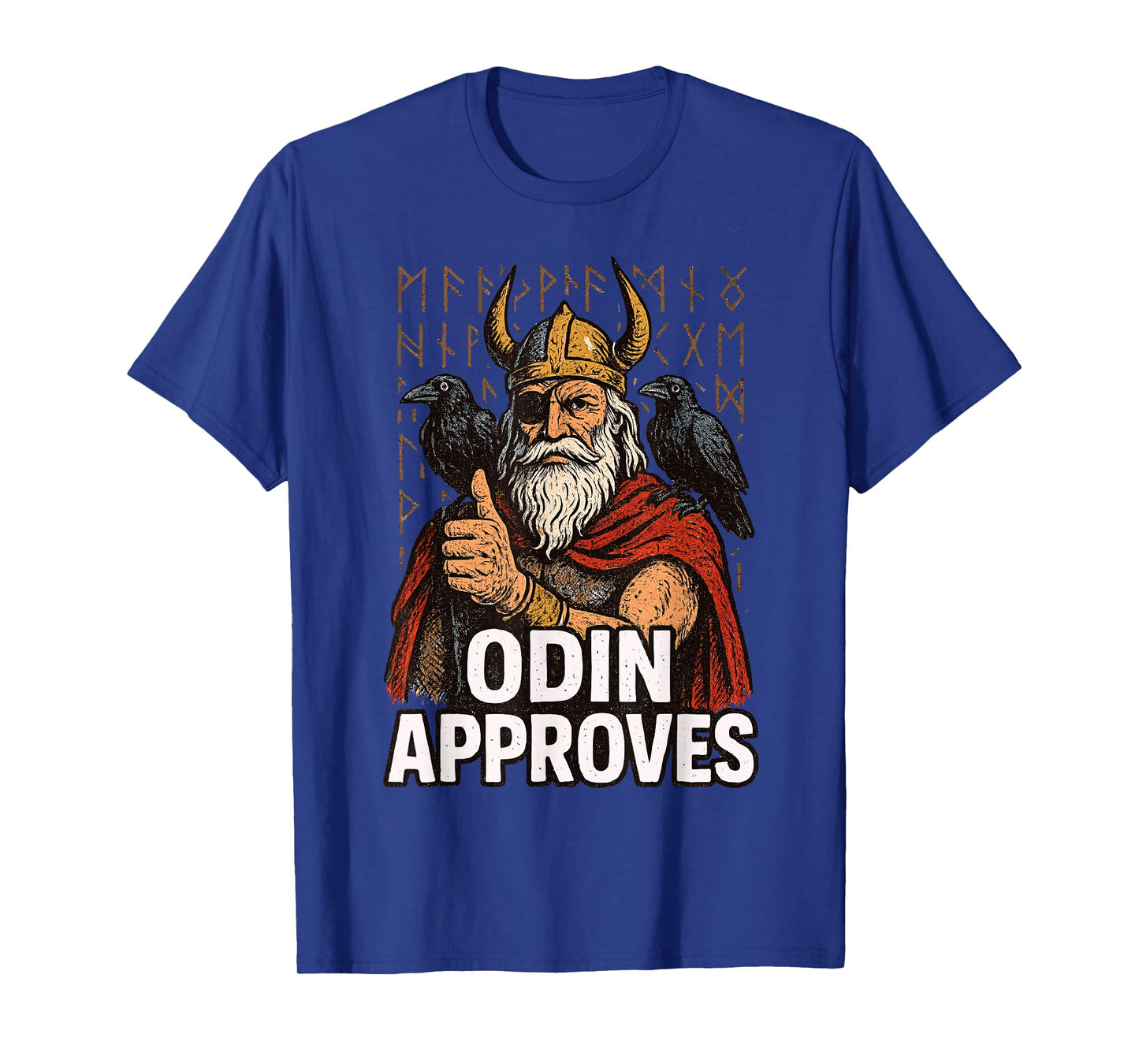 Odin Approves Norse Viking Mythology Runes Raven Warrior T-Shirt
