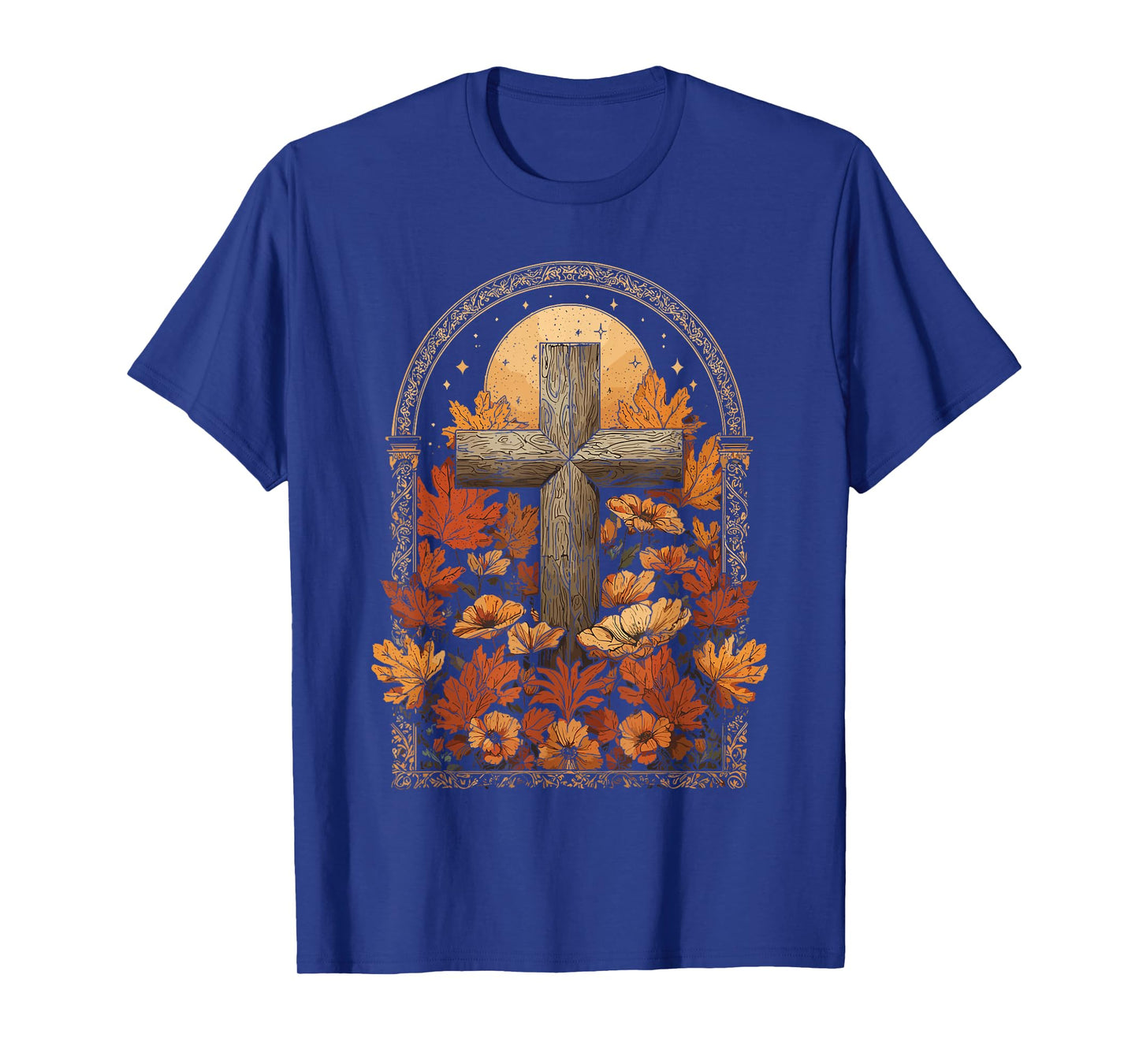 Christian Cross Fall Autumn Leaves T-Shirt
