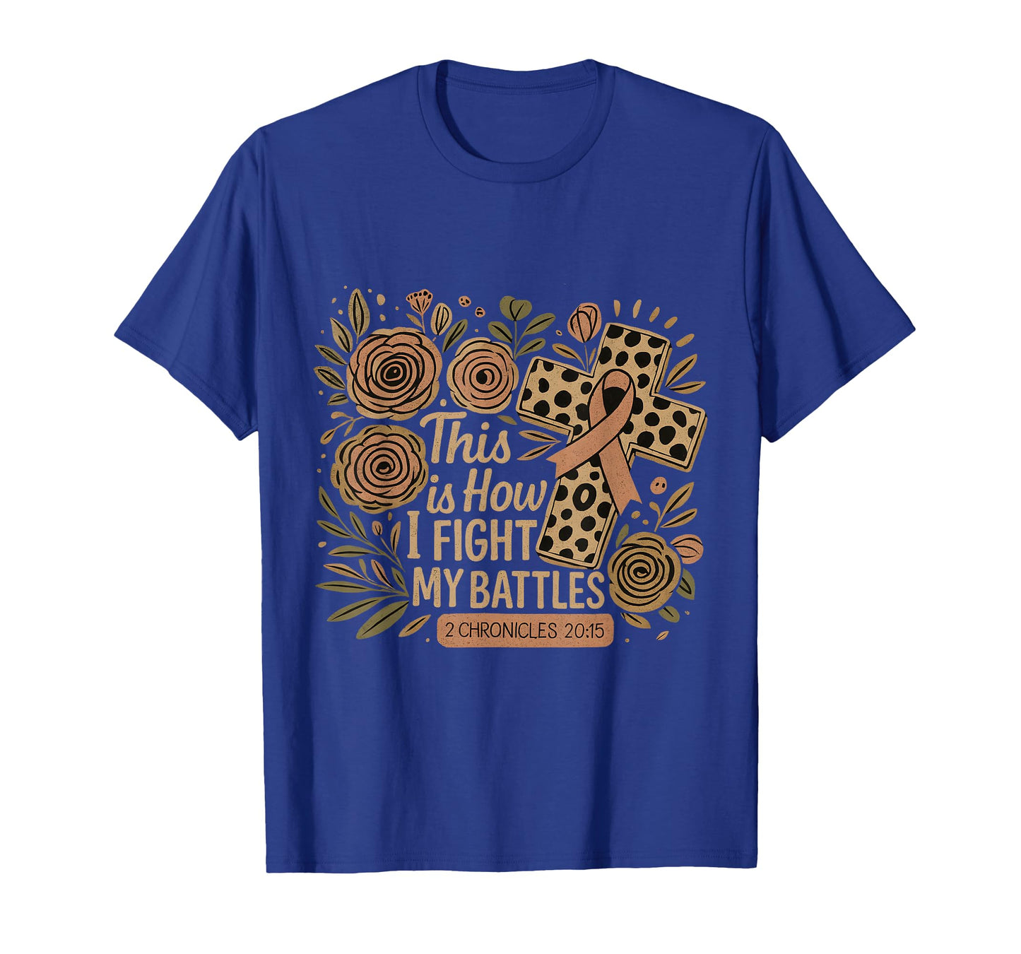 Scripture Cross Ribbon Floral Faith Inspirational T-Shirt